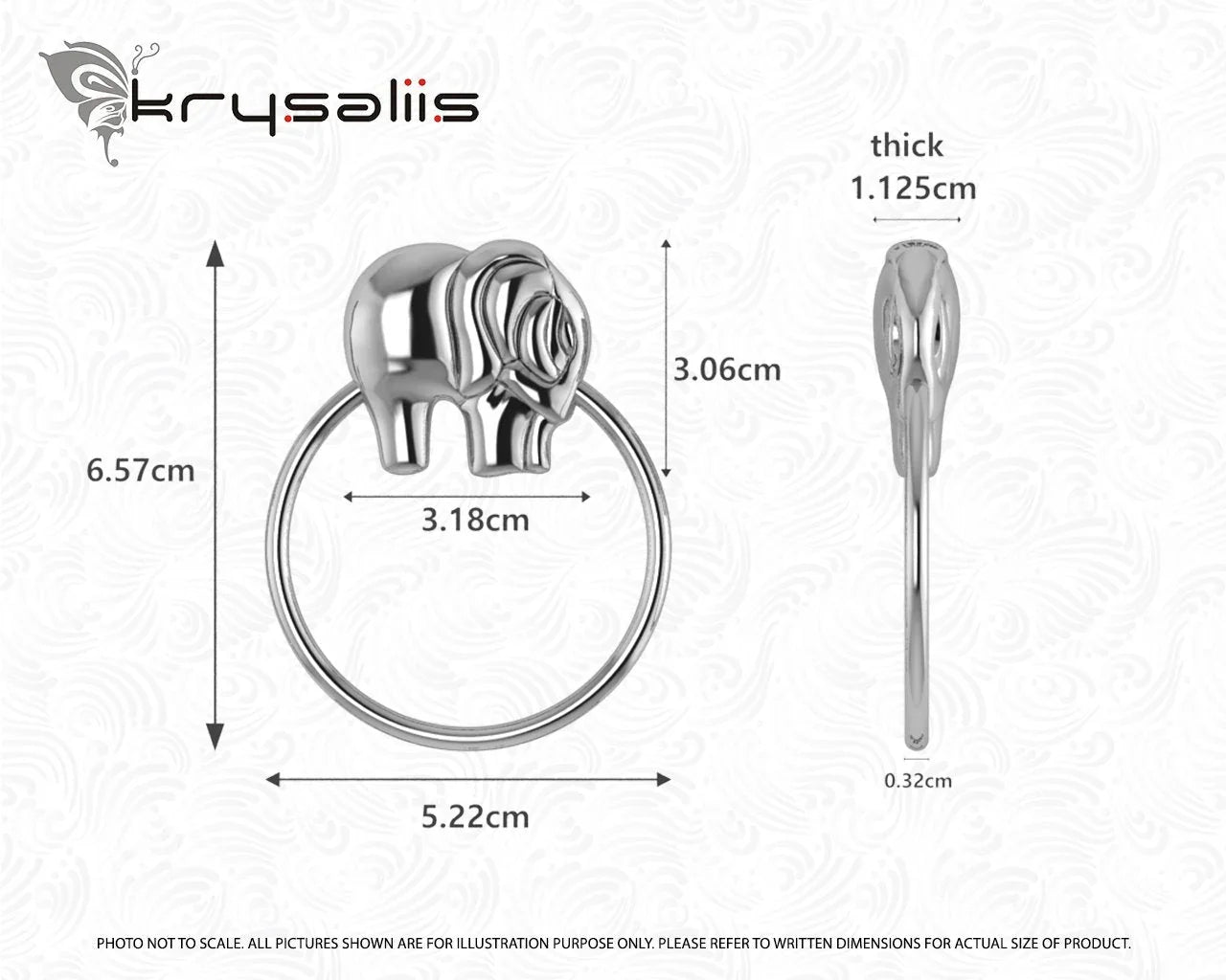 Krysaliis Sterling Silver Baby Rattle - Elephant Ring - The Mayfair Hall