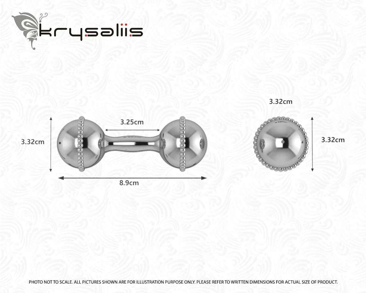Krysaliis Sterling Silver Dumbbell Rattle - Mini Beaded - The Mayfair Hall