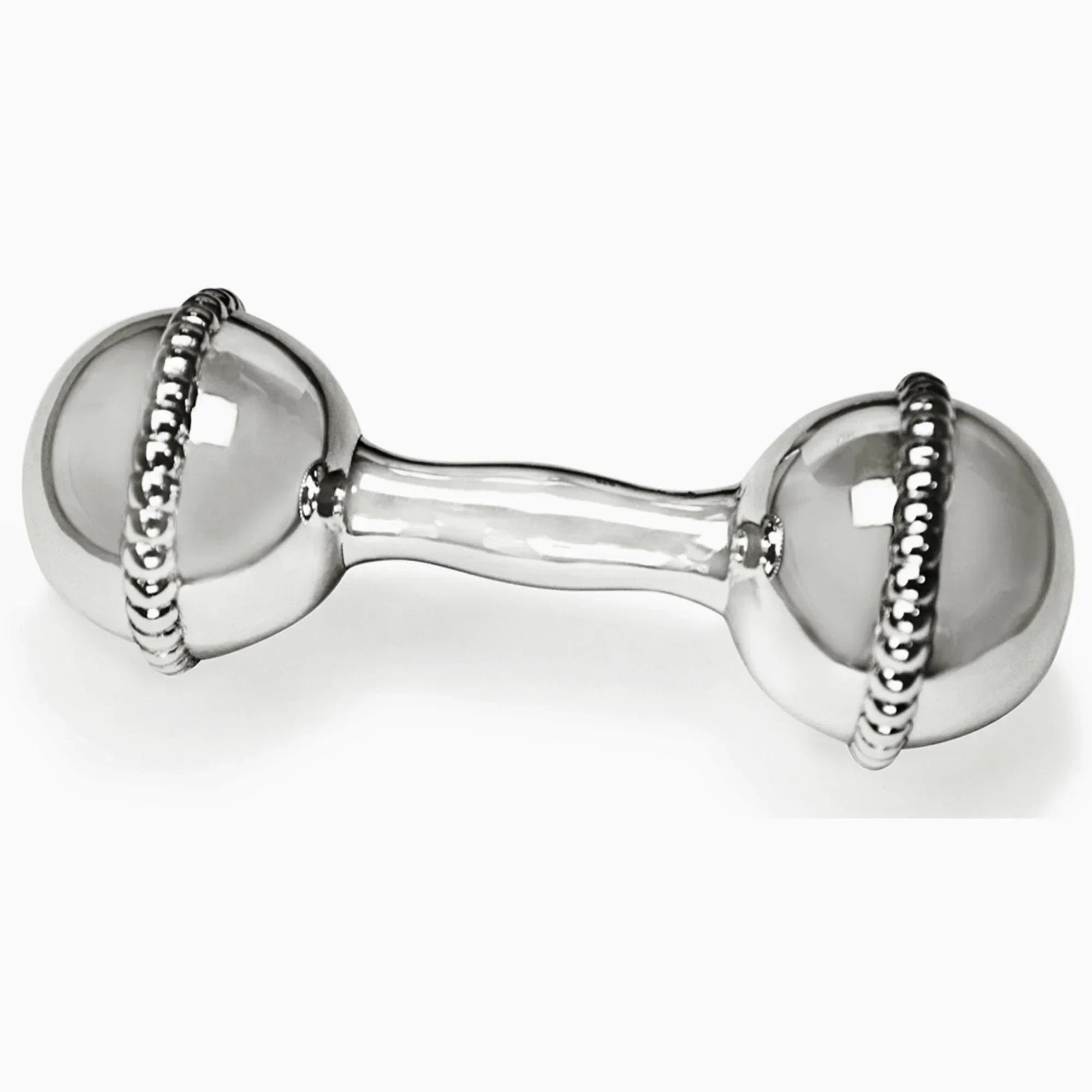Krysaliis Sterling Silver Dumbbell Rattle - Mini Beaded - The Mayfair Hall