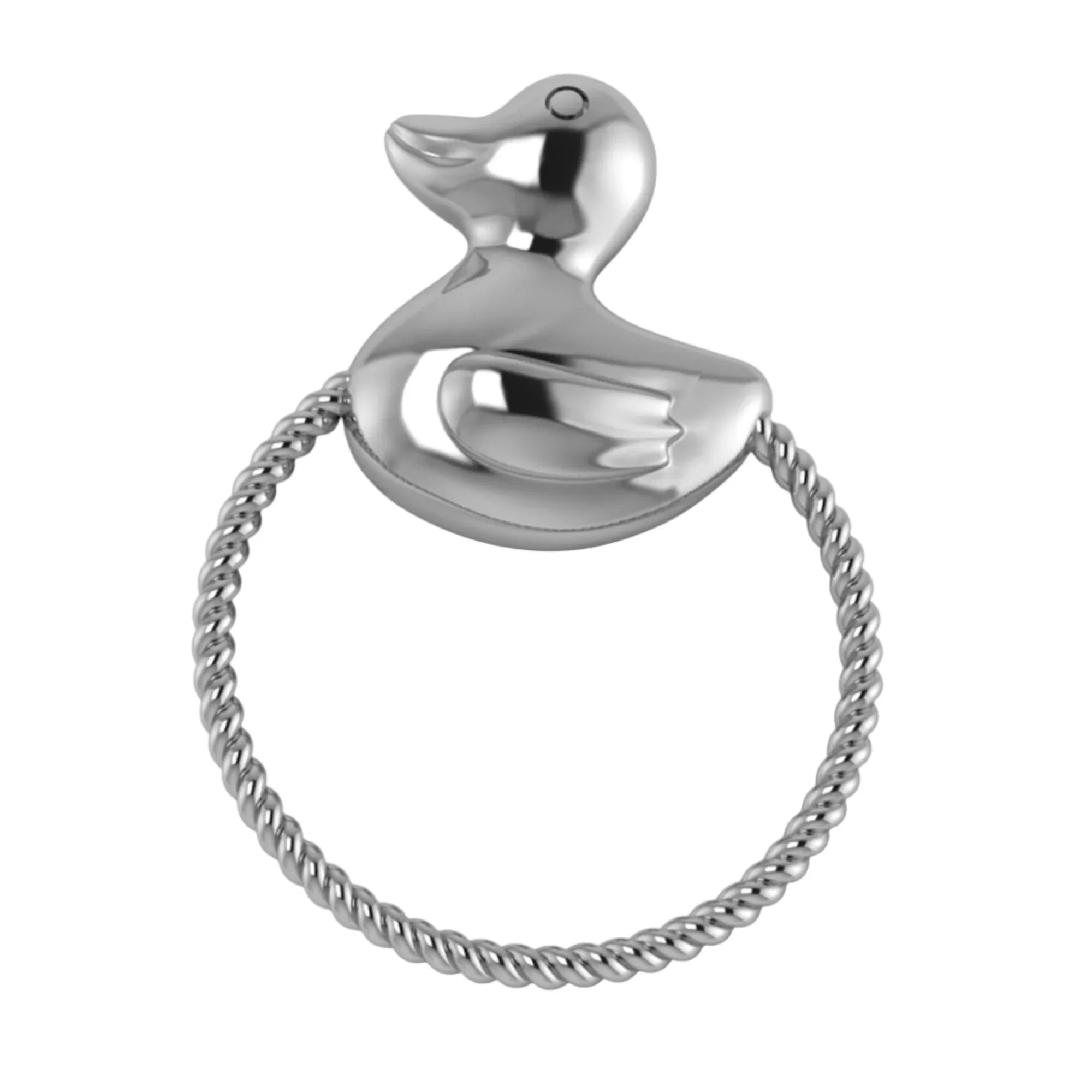 Krysaliis Sterling Silver Rattle - Rope Ring Duck - The Mayfair Hall