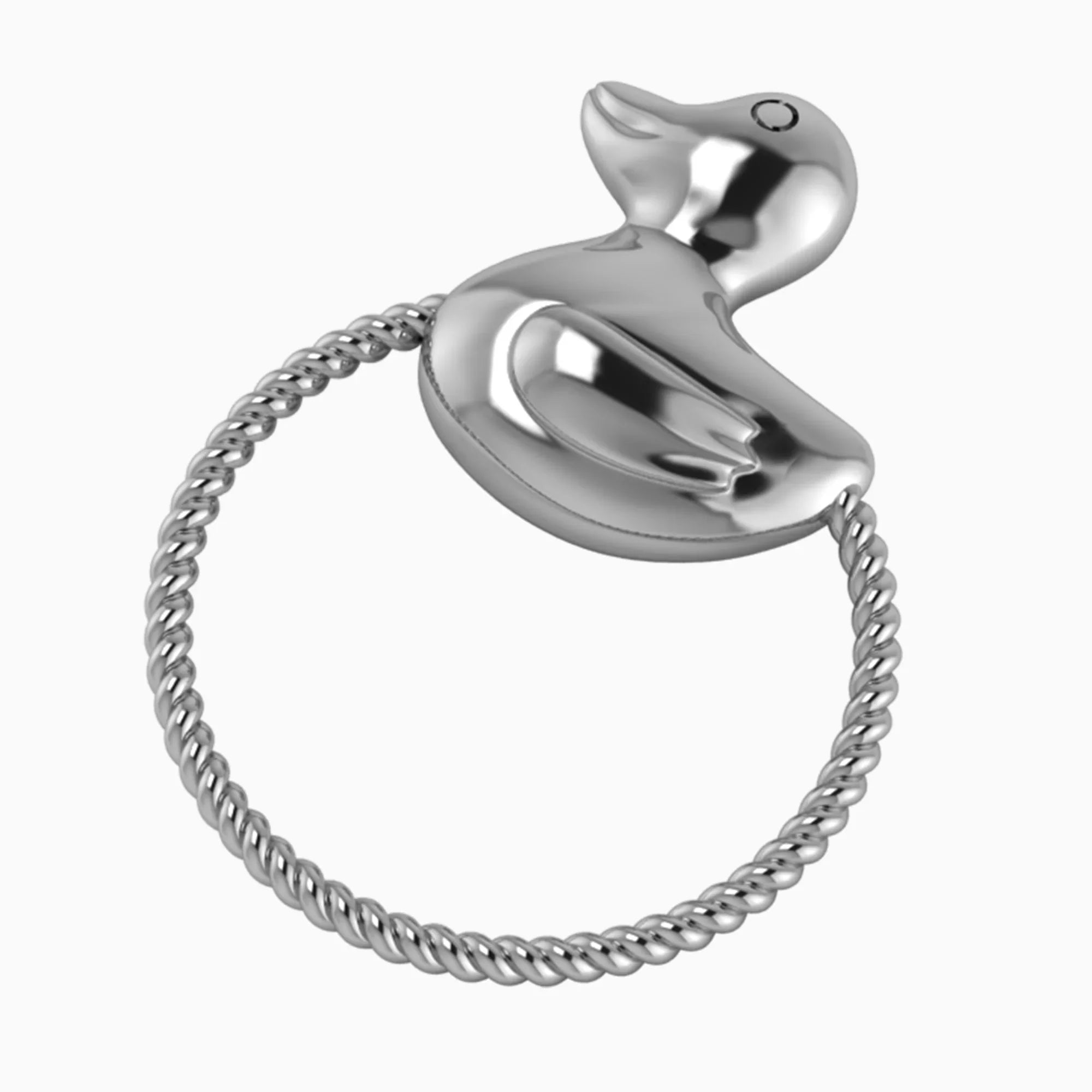 Krysaliis Sterling Silver Rattle - Rope Ring Duck - The Mayfair Hall
