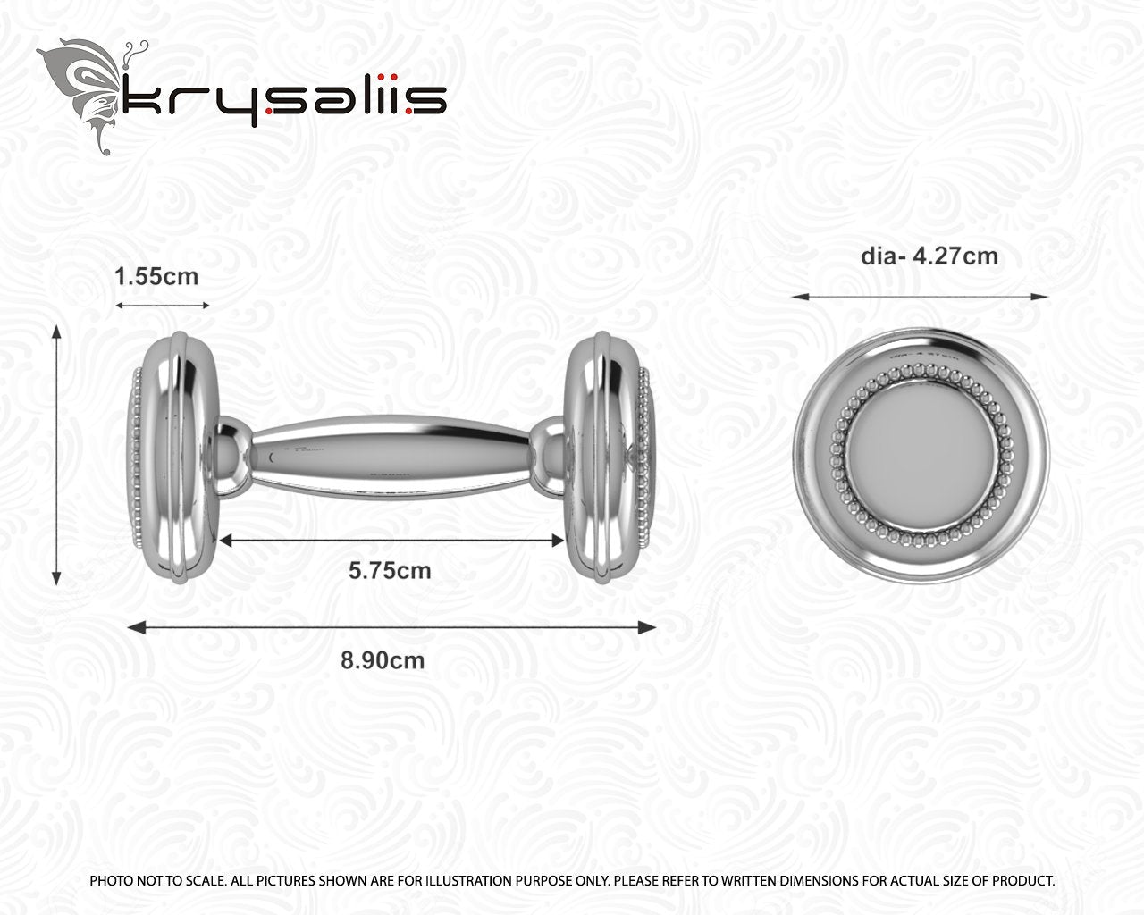 Krysaliis Sterling Silver Dumbbell Rattle - Beaded