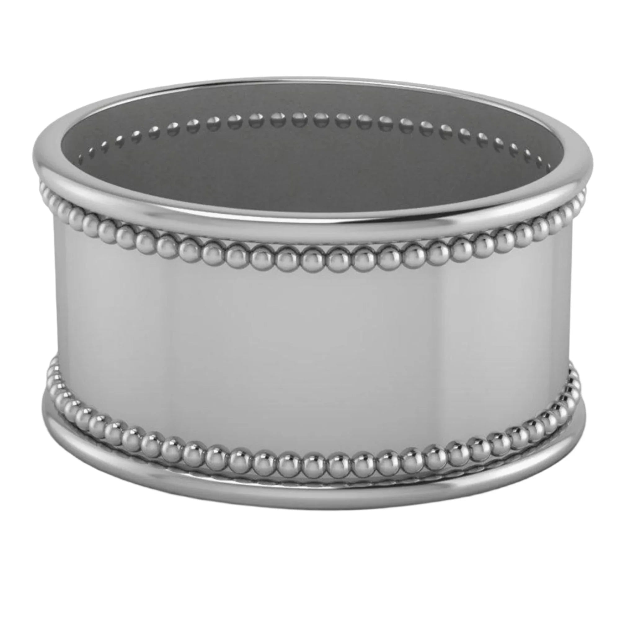 Beaded Oval Silver-plate Napkin Rings by Krysaliis - Set of 4 - The Mayfair Hall