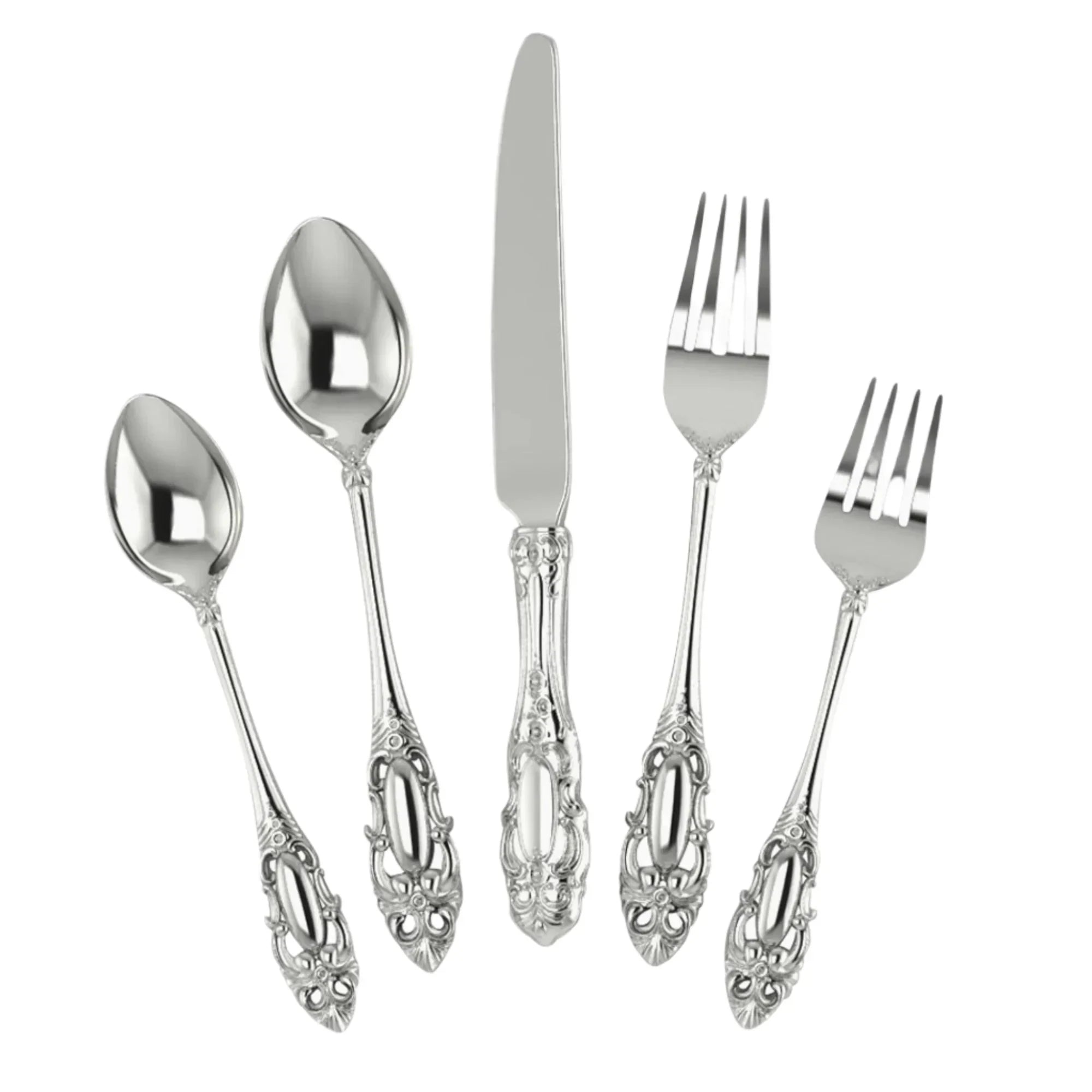 Victorian 5-piece Silver Plate Flatware Set by Krysaliis - The Mayfair Hall
