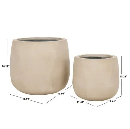 Kane Planter Pot in Beige with Diamond Design (Set of 2) - The Mayfair Hall