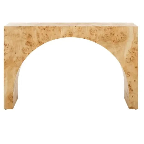 Katelynn Burled Mappa Wood Console Table in Natural - The Mayfair Hall