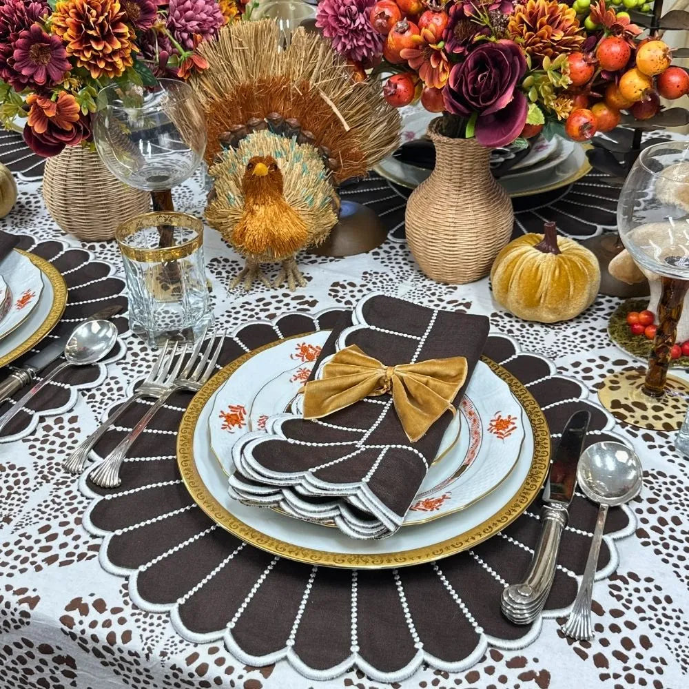 Pippa Placemat in Cocoa and White (Set of 4)