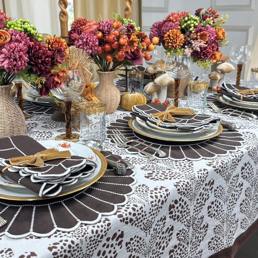 100% Linen - Studio Collection: Pippa Napkin - Cocoa/White (Set of 4)