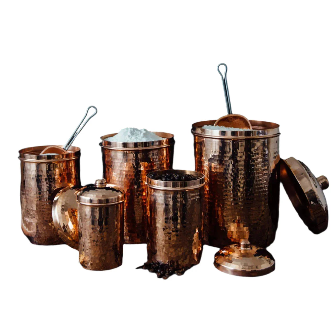 Copper Kitchen Canisters - Complete 5 piece Set - The Mayfair Hall