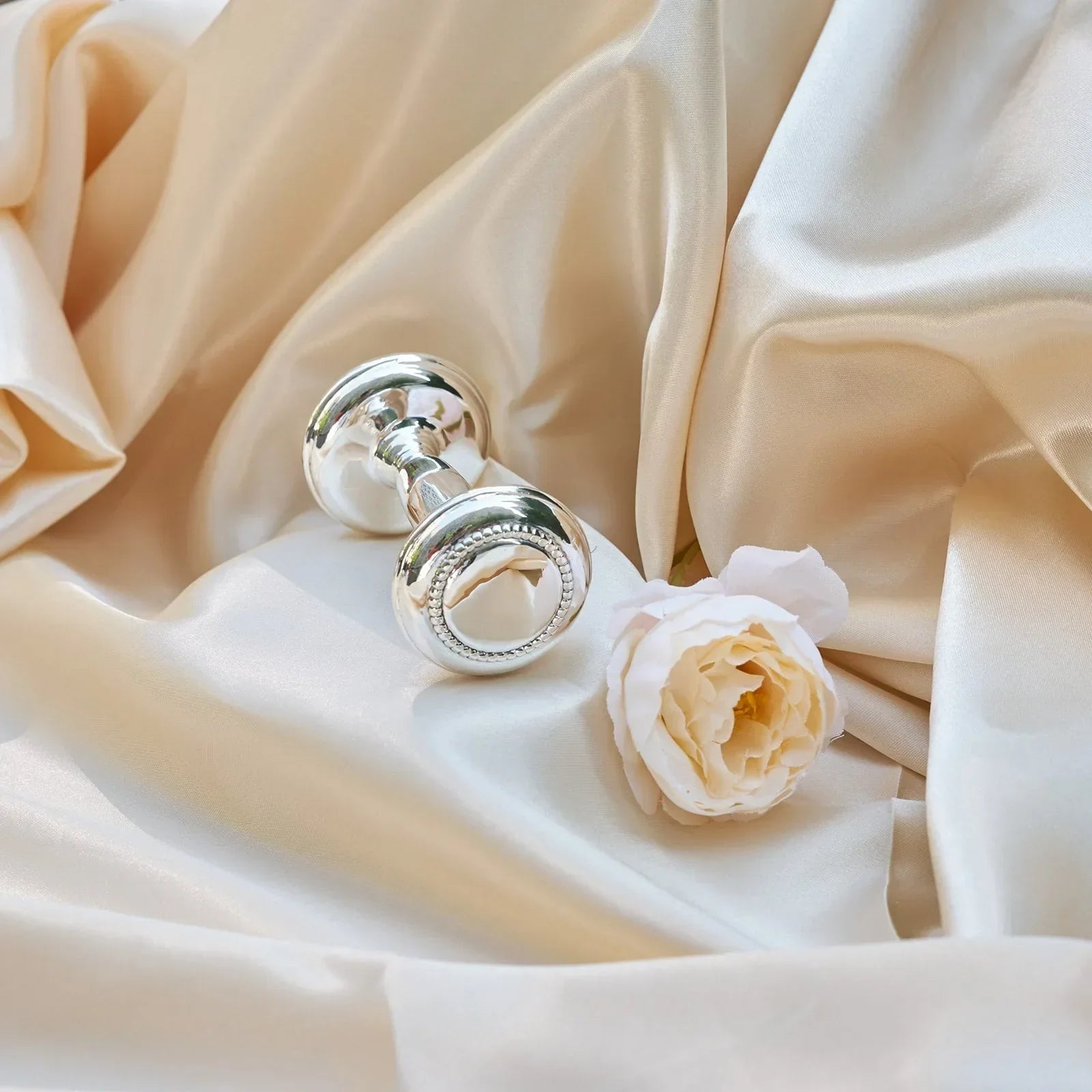 Krysaliis Sterling Silver Dumbbell Rattle - Beaded - The Mayfair Hall