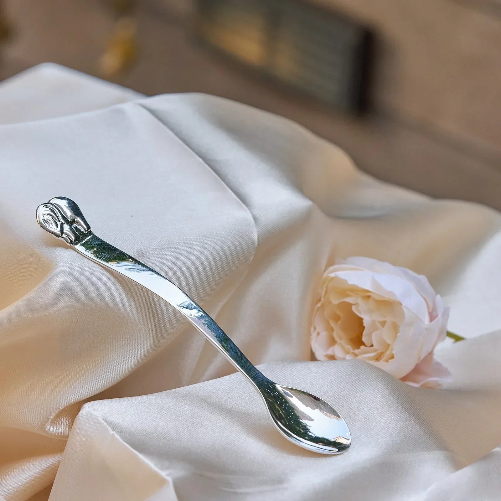 Sterling Silver Elephant Baby Feeding Spoon by Krysaliis - The Mayfair Hall