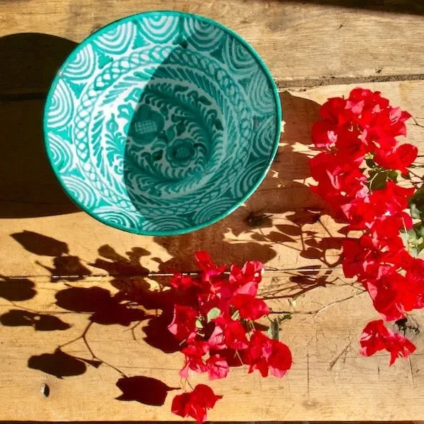 Large bowl with hand painted designs - The Mayfair Hall