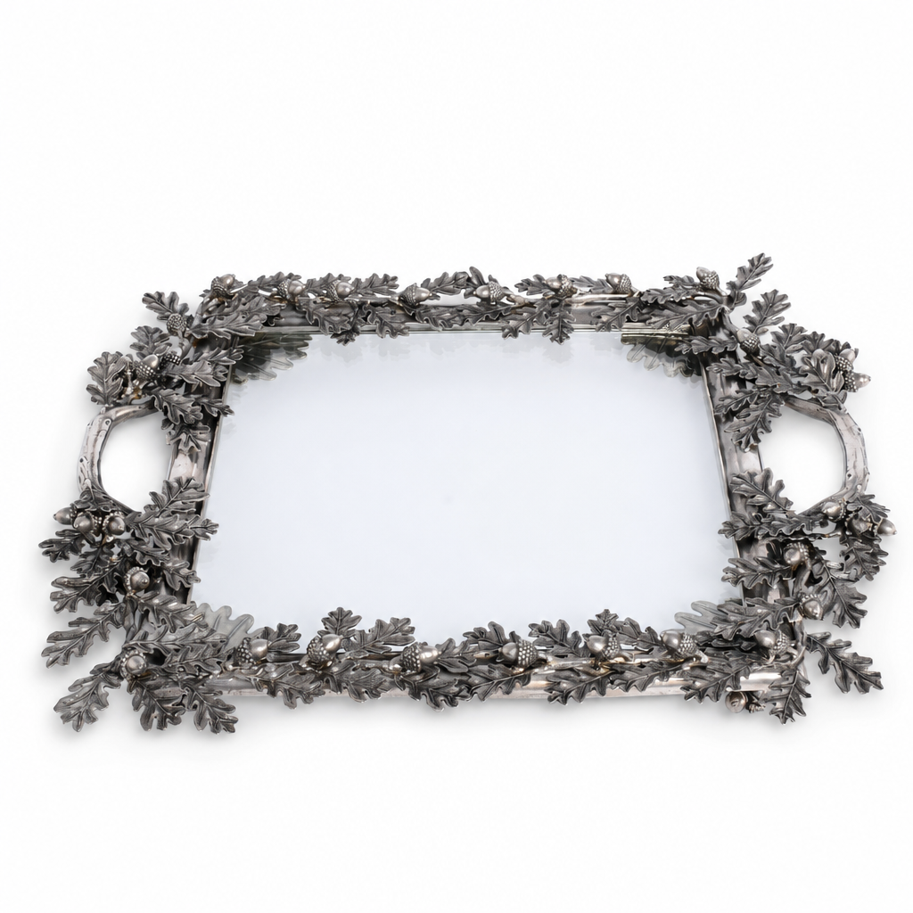 Acorn Oak & Leaf Square Glass Tray