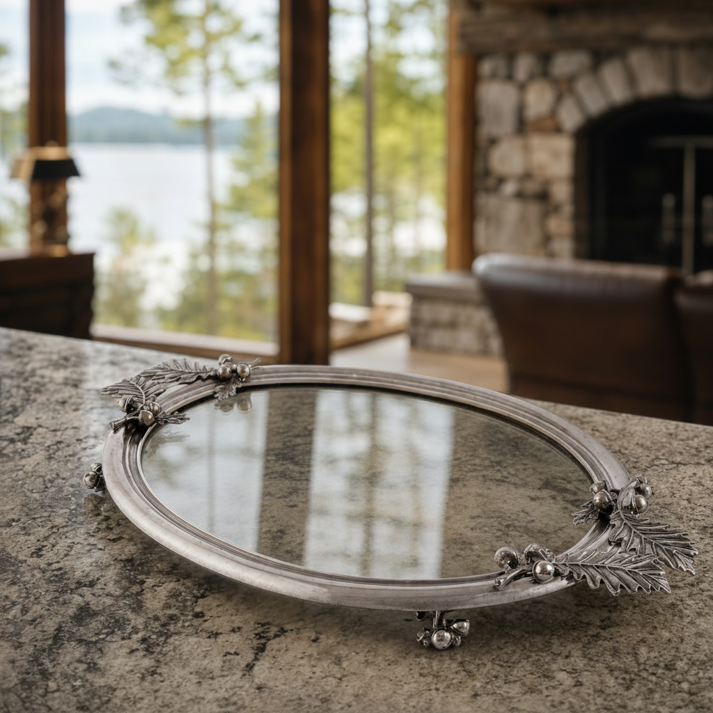 Acorn & Oak Leaf Oval Glass Tray