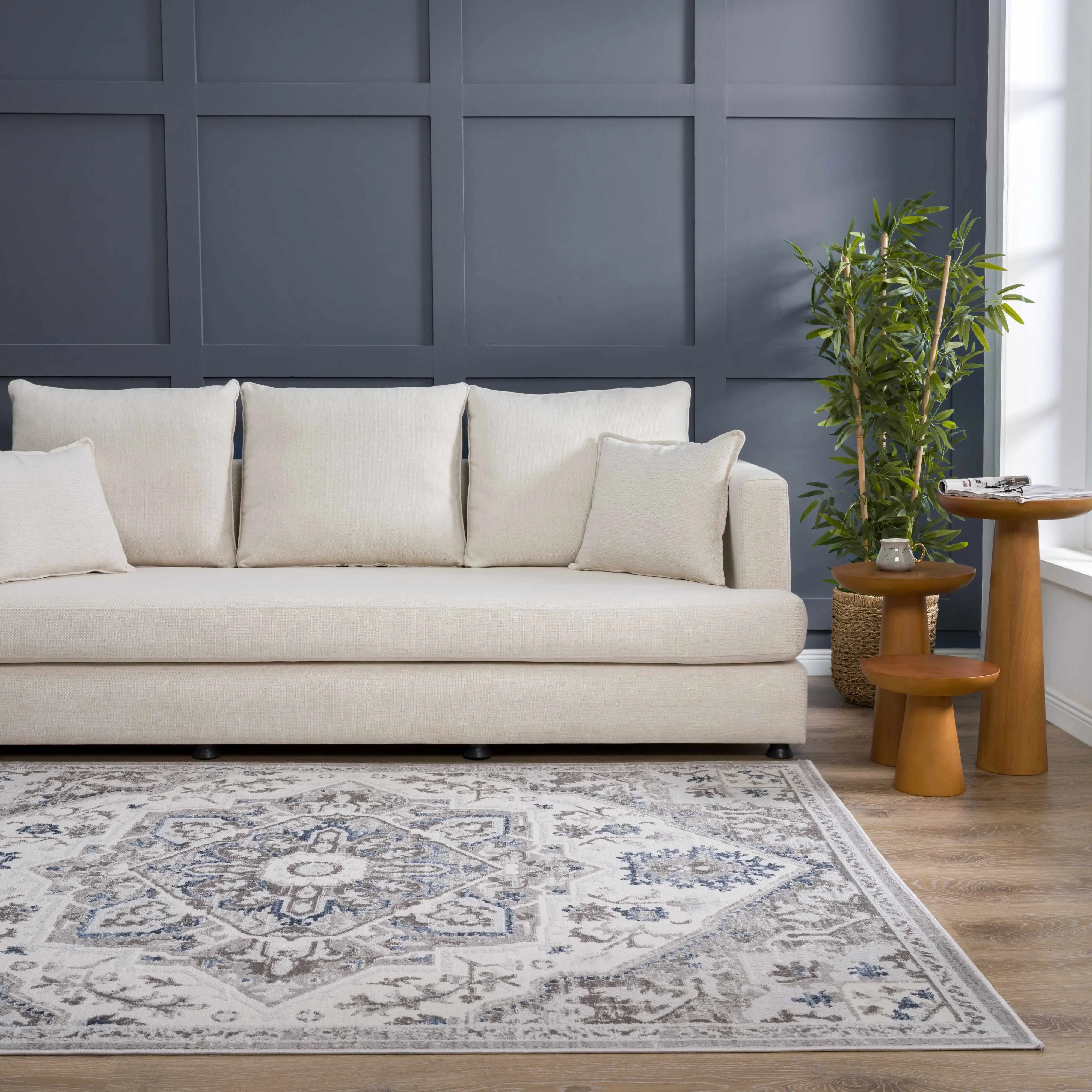 Bakir Blue Hues Gray Medallion Area Rug - Limited Edition - The Mayfair Hall