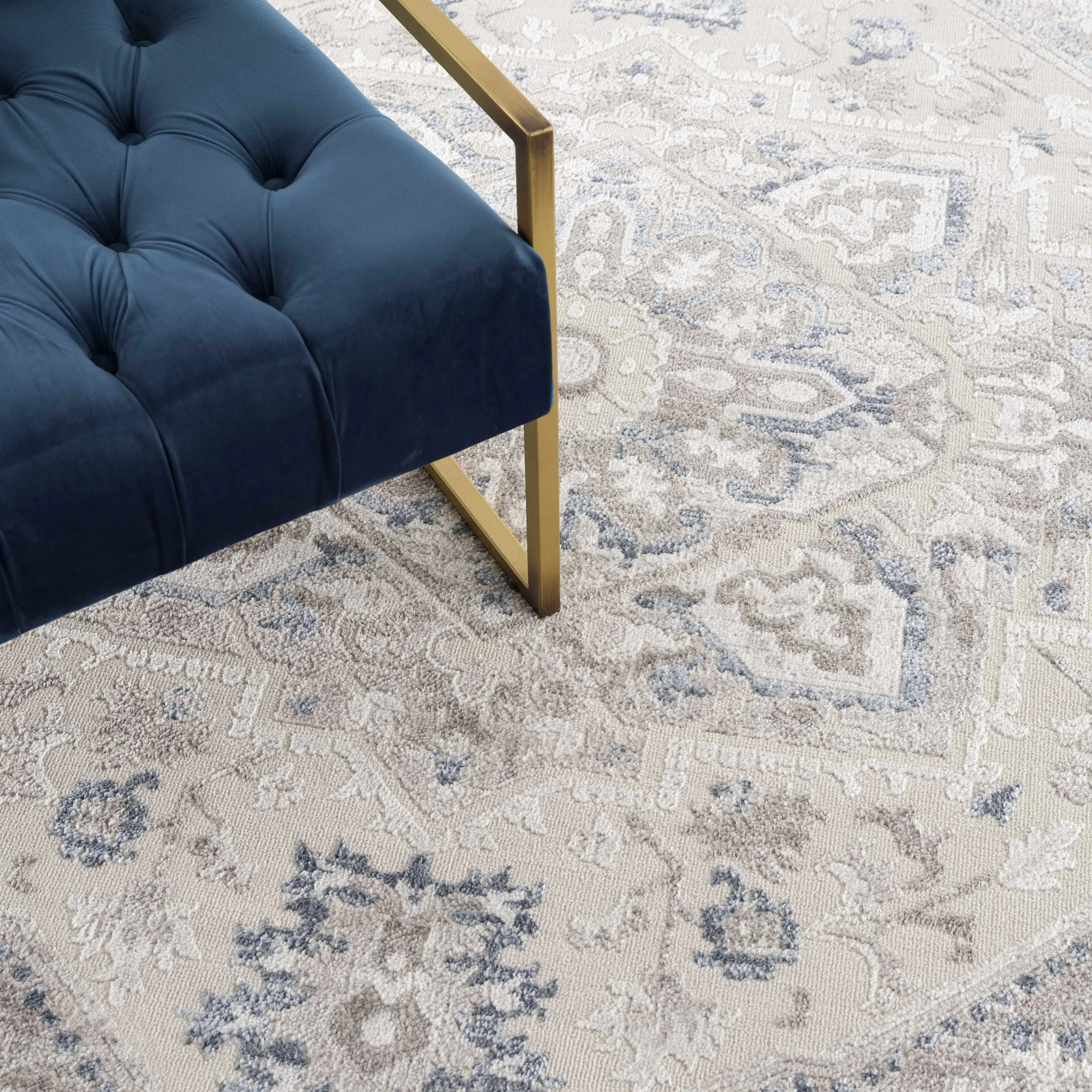 Bakir Blue Hues Gray Medallion Area Rug - Limited Edition - The Mayfair Hall