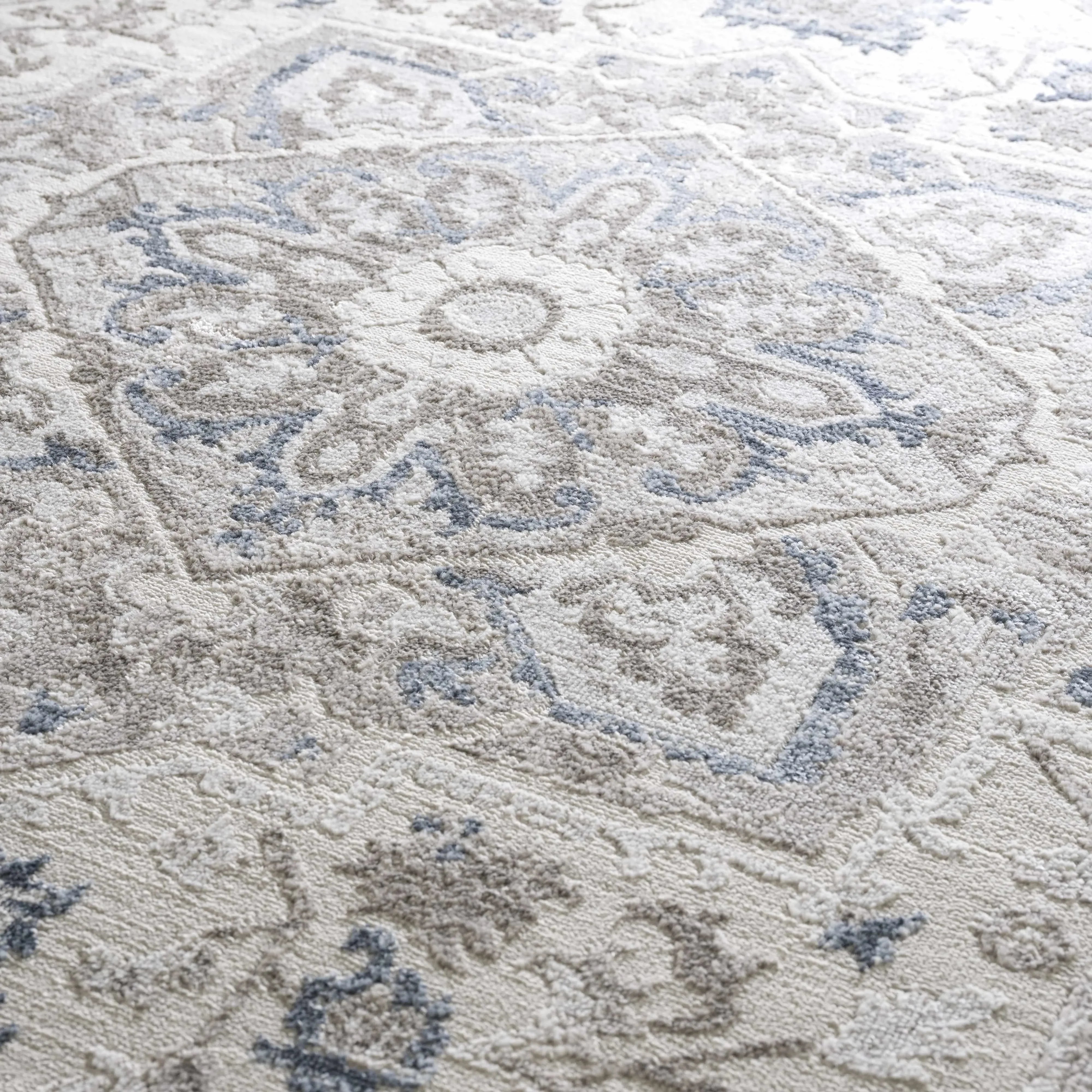 Bakir Blue Hues Gray Medallion Area Rug - Limited Edition - The Mayfair Hall
