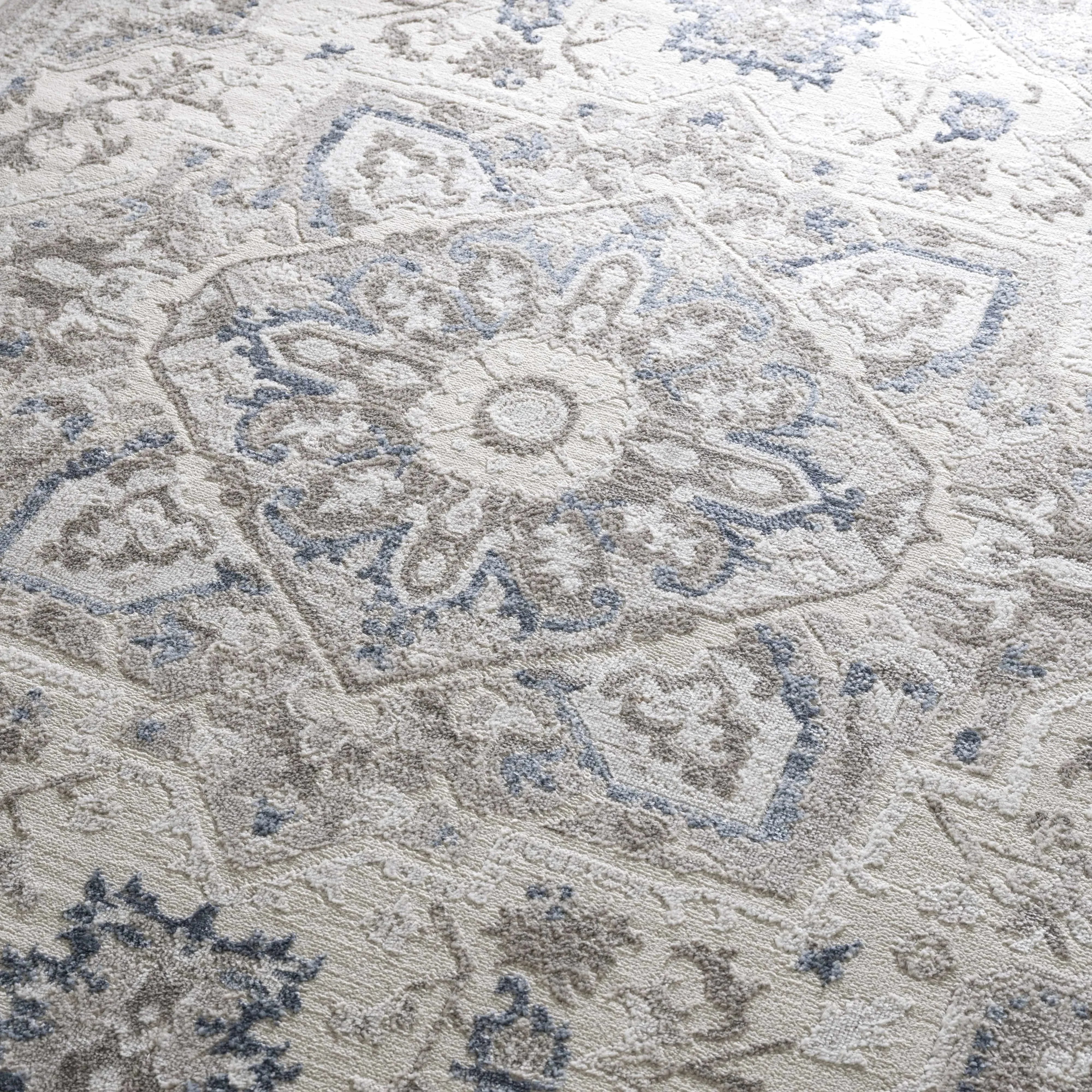 Bakir Blue Hues Gray Medallion Area Rug - Limited Edition - The Mayfair Hall