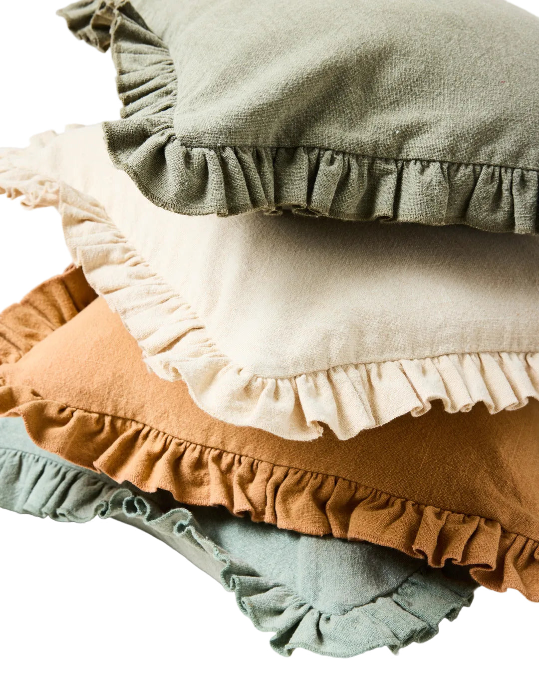 Slubby Cotton Ruffle Pillow