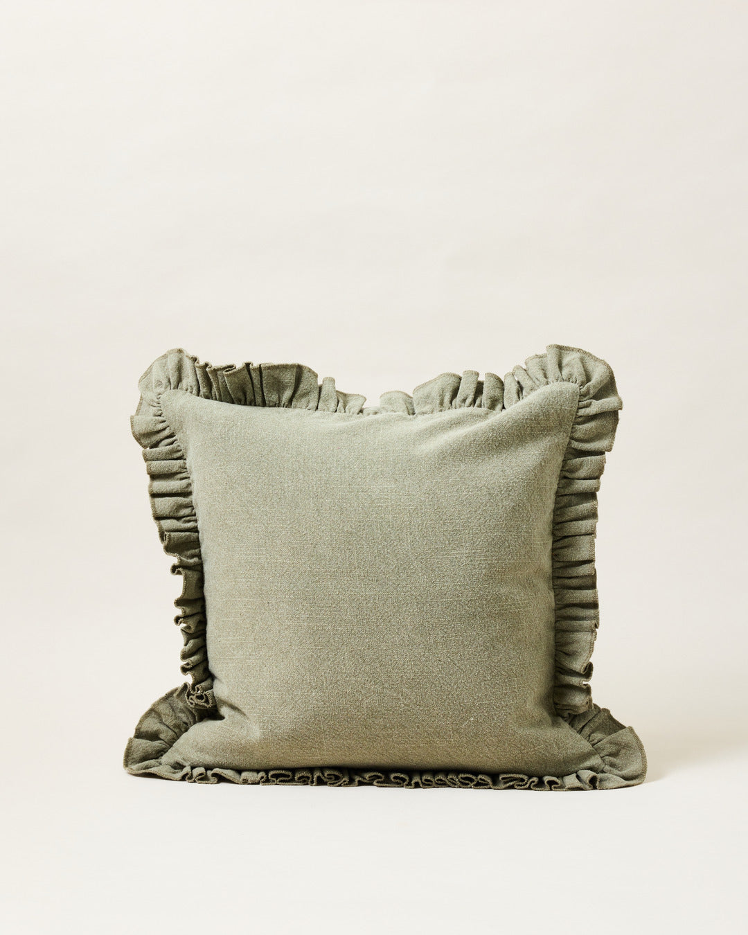 Slubby Cotton Ruffle Pillow