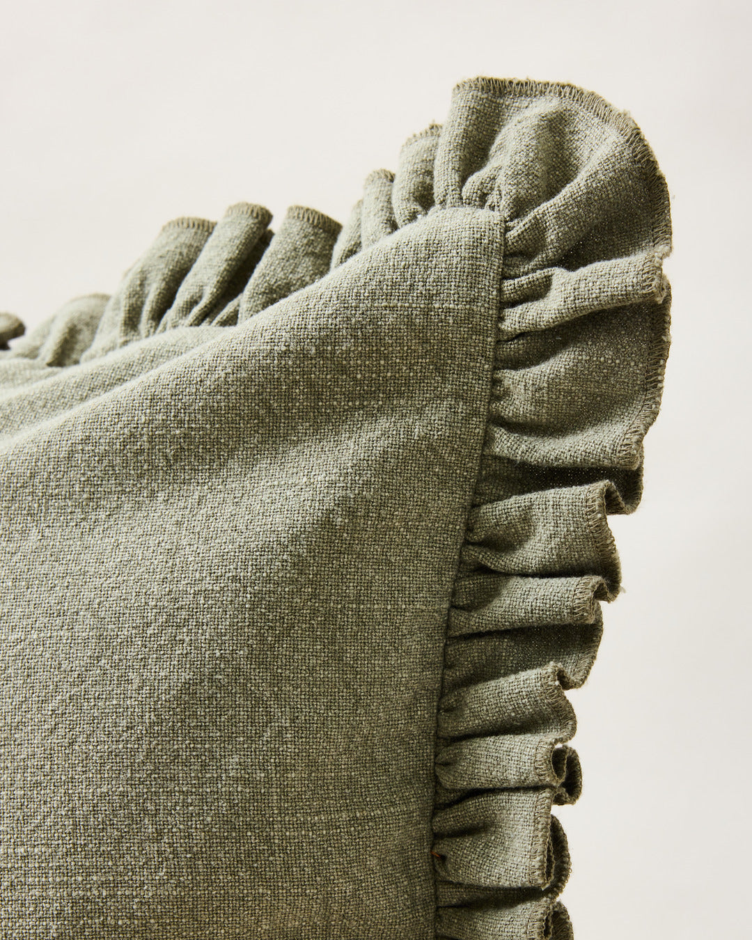Slubby Cotton Ruffle Pillow