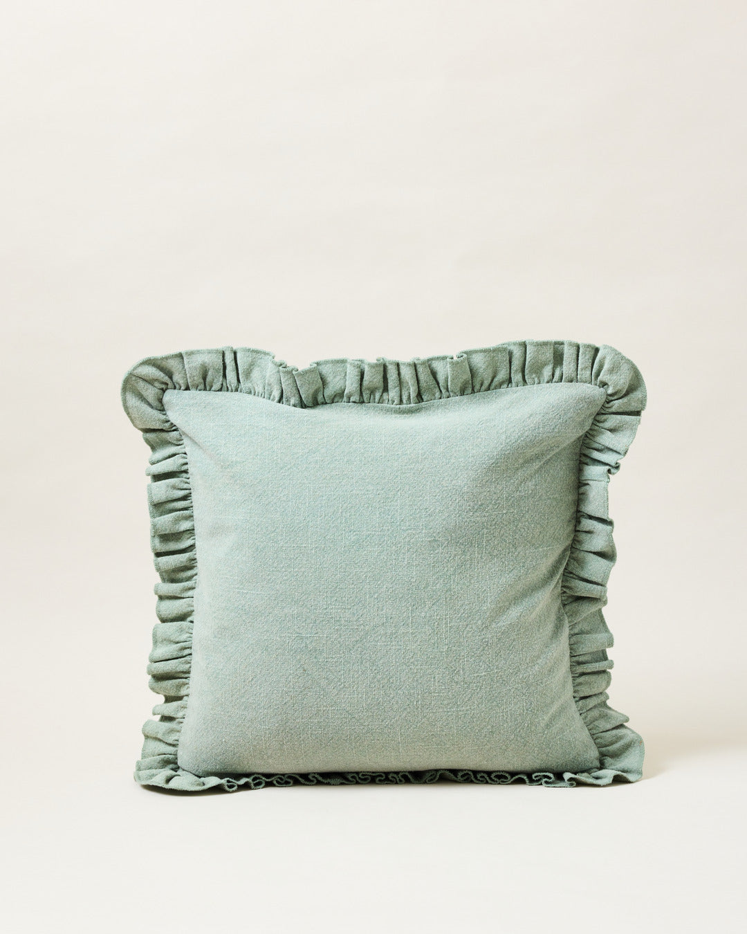 Slubby Cotton Ruffle Pillow