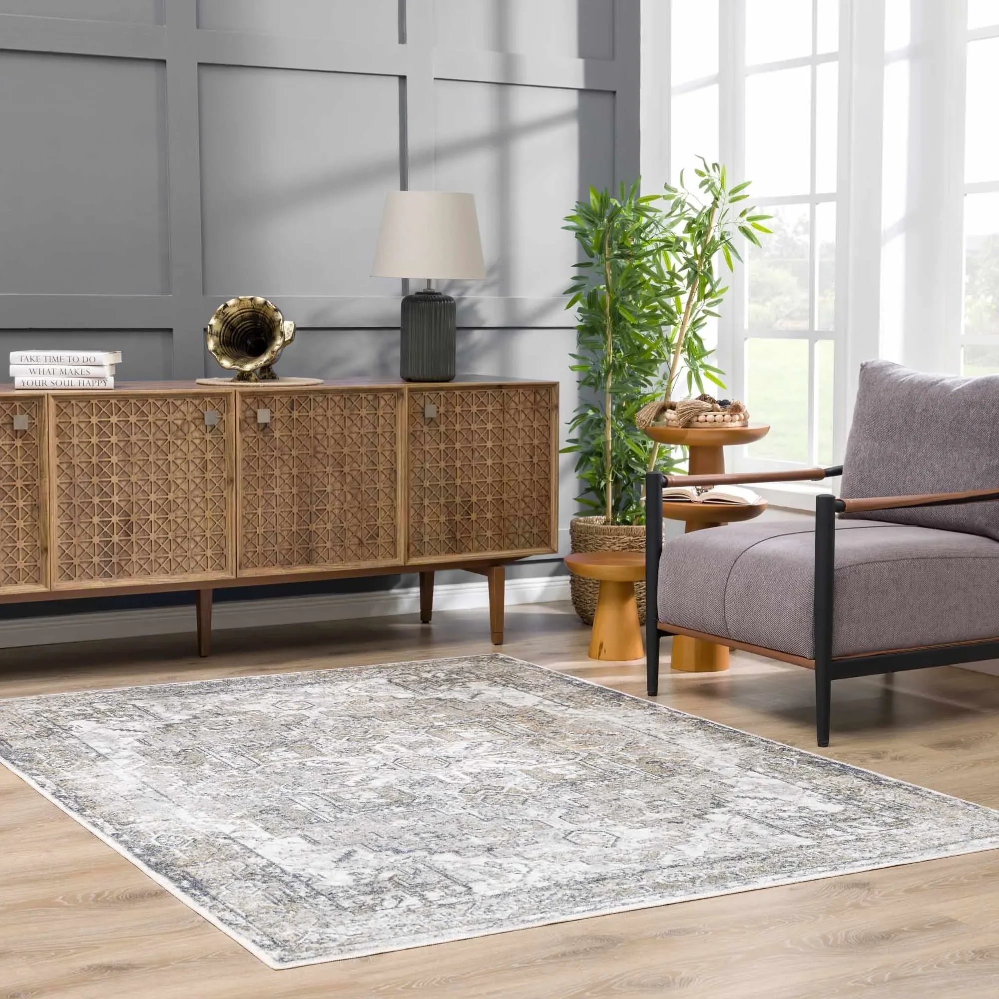 Olive Hera Washable Area Rug - The Mayfair Hall