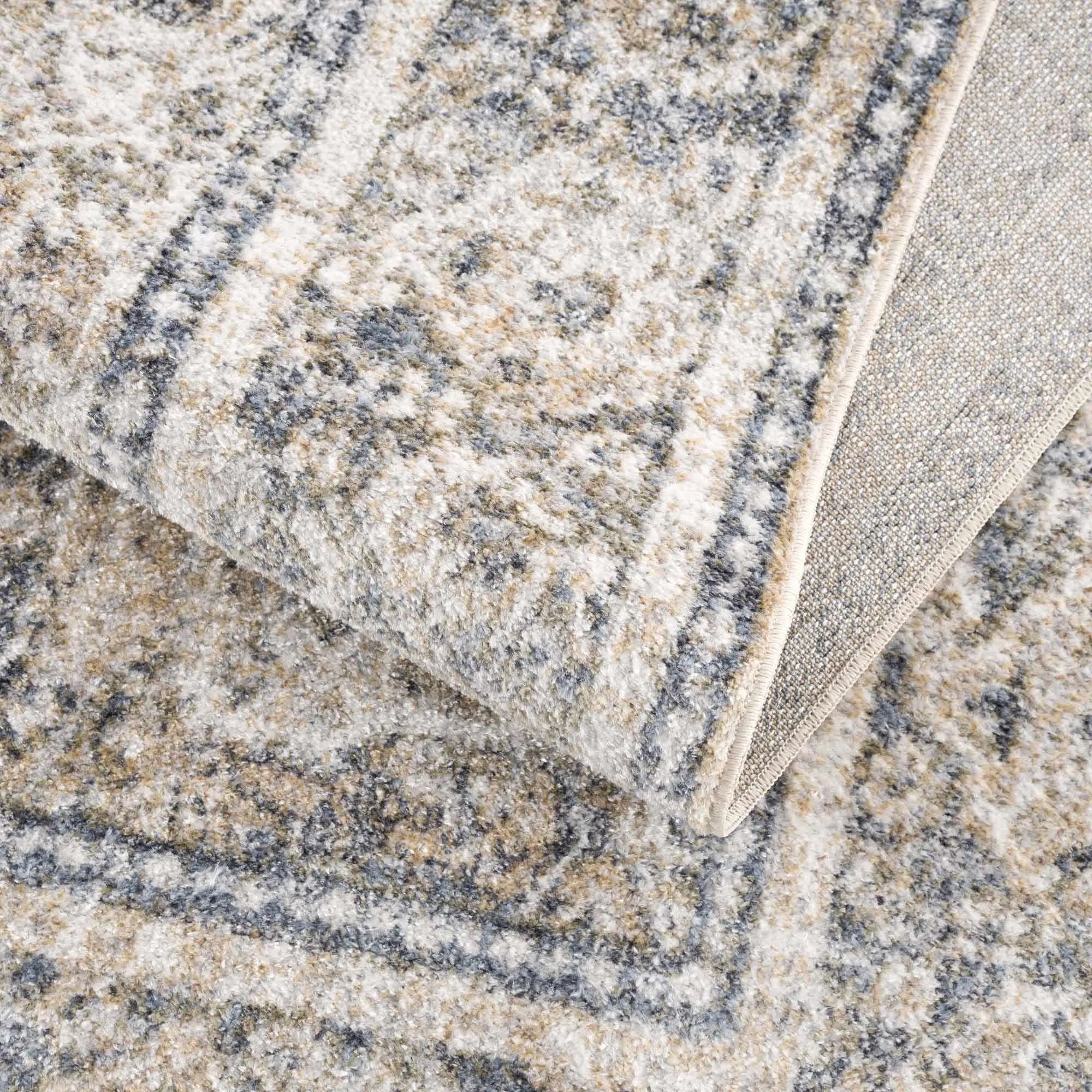 Arias Beige, Medium Gray, Medium Brown, Navy Washable Rug