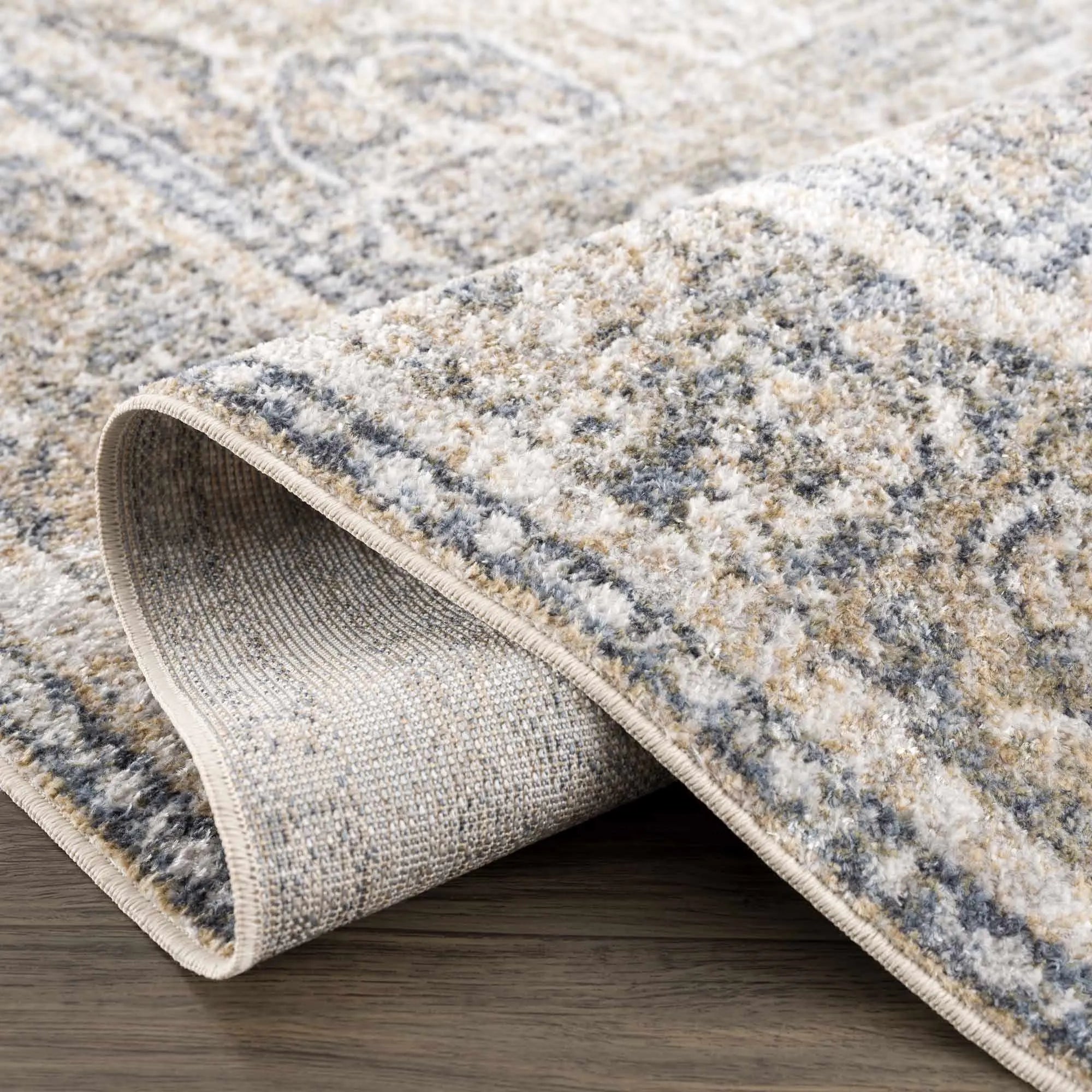 Arias Beige, Medium Gray, Medium Brown, Navy Washable Rug