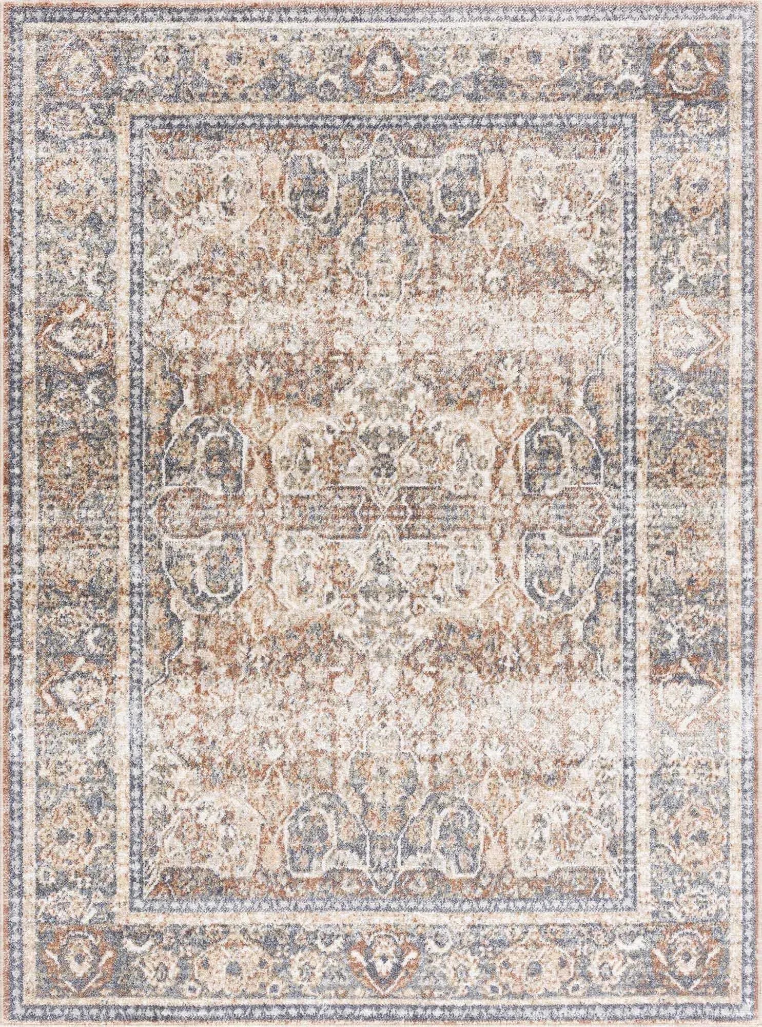 Arias Beige Blue Washable Area Rug - The Mayfair Hall
