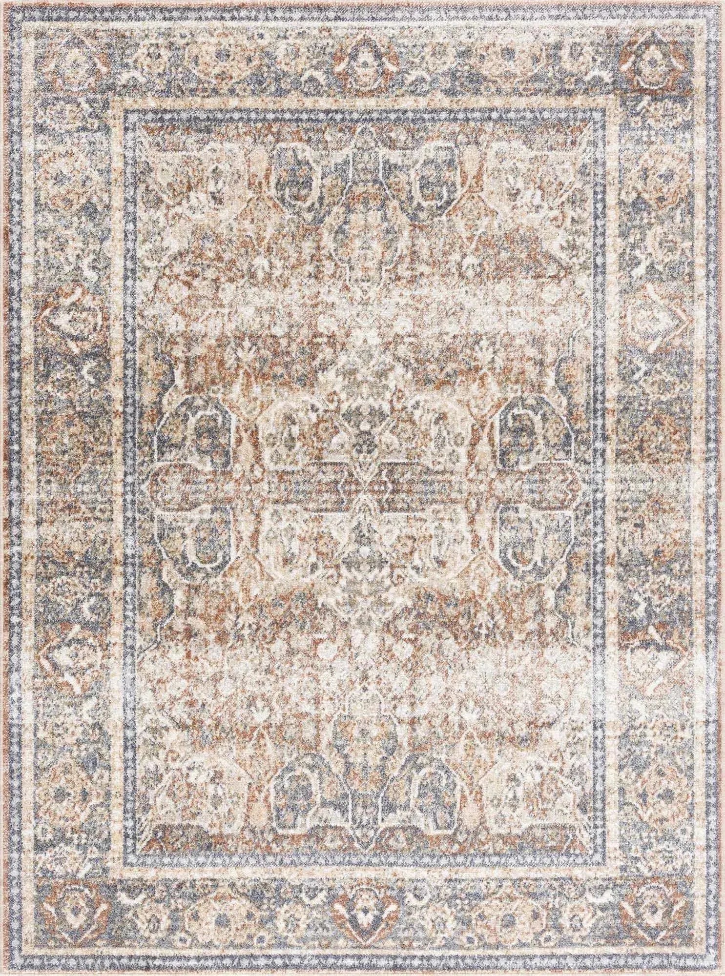 Arias Beige Blue Washable Area Rug - The Mayfair Hall