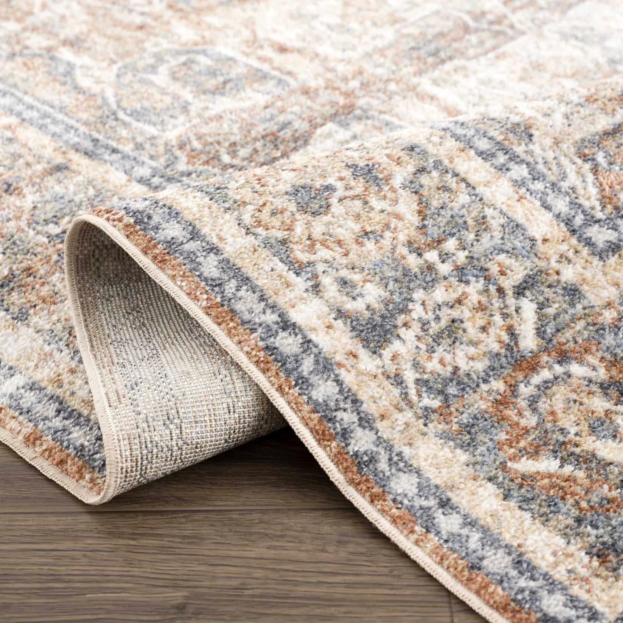 Arias Beige Blue Washable Area Rug - The Mayfair Hall