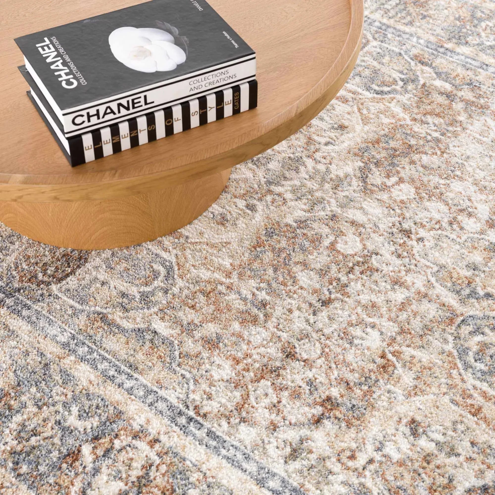 Arias Beige Blue Washable Area Rug - The Mayfair Hall