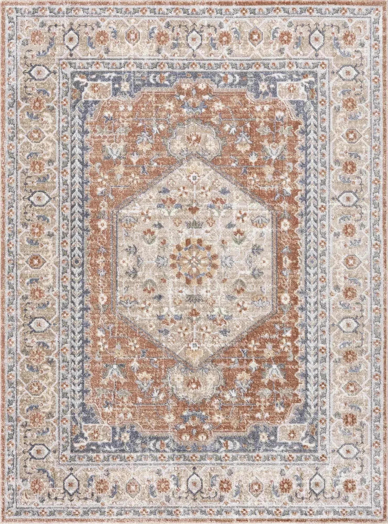Gael Rust Polyester Area Rug - The Mayfair Hall