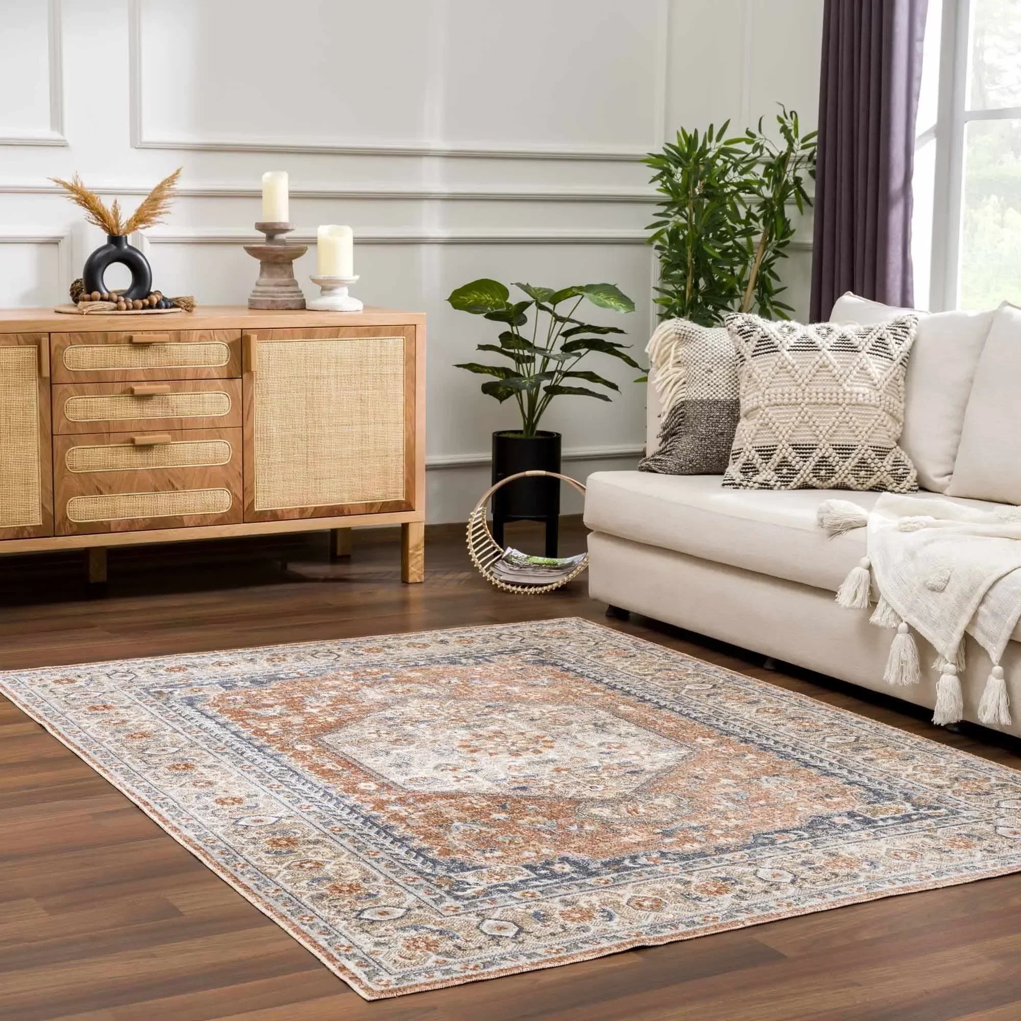 Gael Rust Polyester Area Rug - The Mayfair Hall