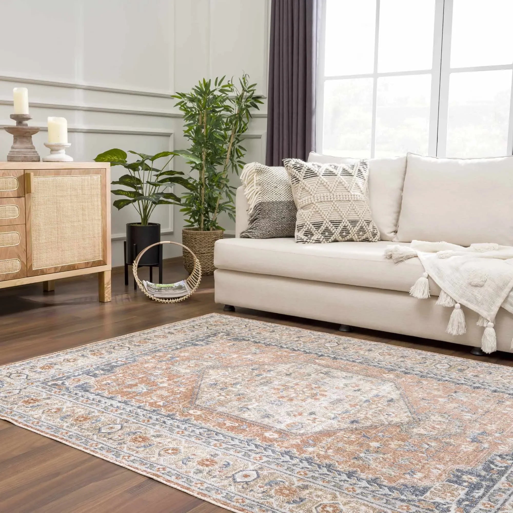 Gael Rust Polyester Area Rug - The Mayfair Hall