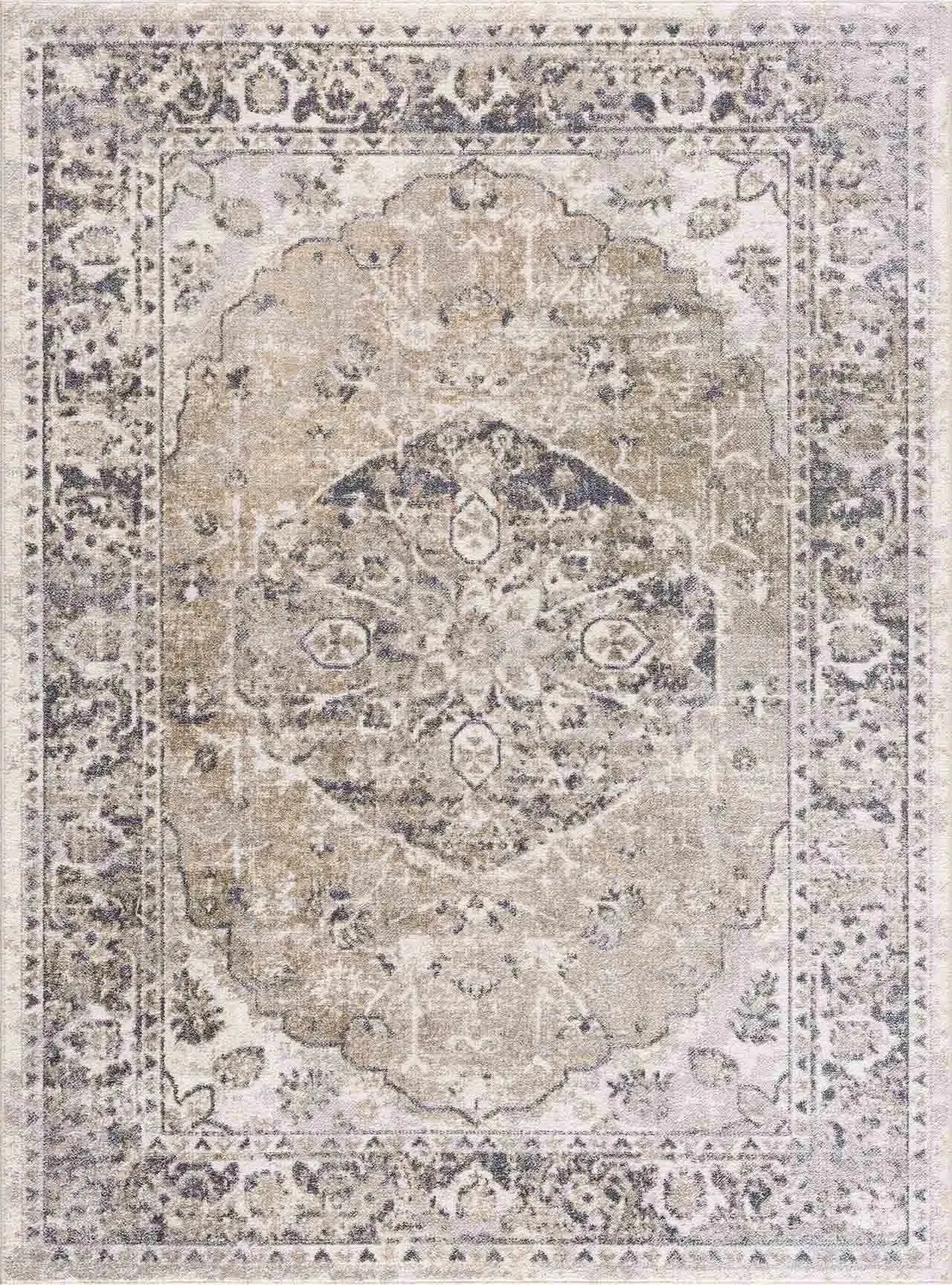 Rudo Beige Washable Area Rug - The Mayfair Hall