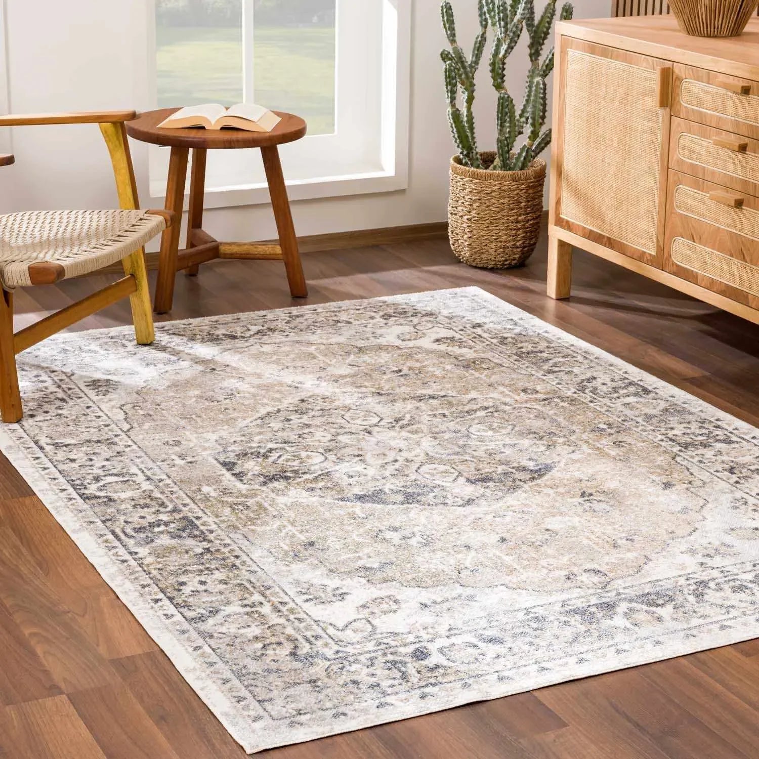 Rudo Beige Washable Area Rug - The Mayfair Hall