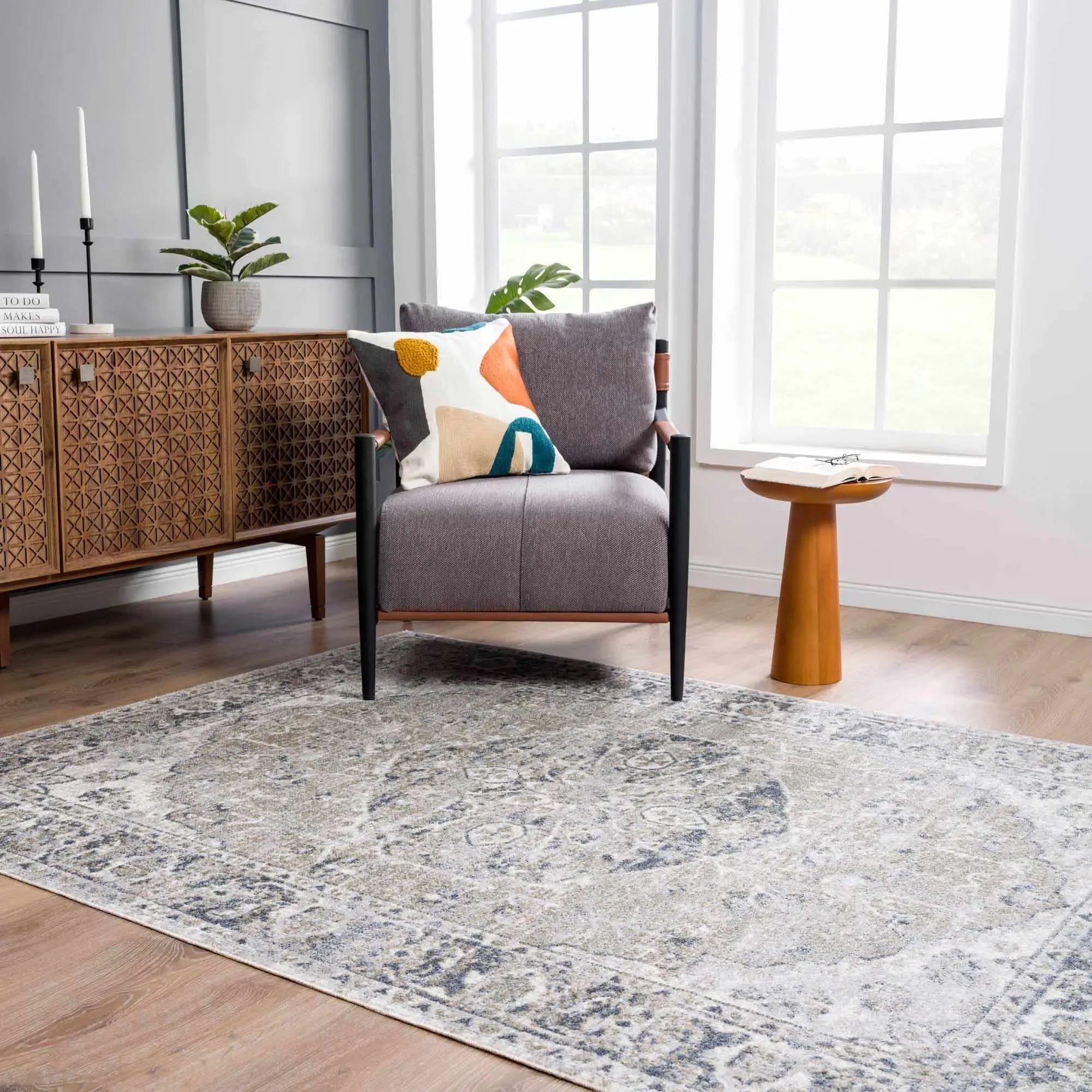Rudo Blue Washable Area Rug - The Mayfair Hall