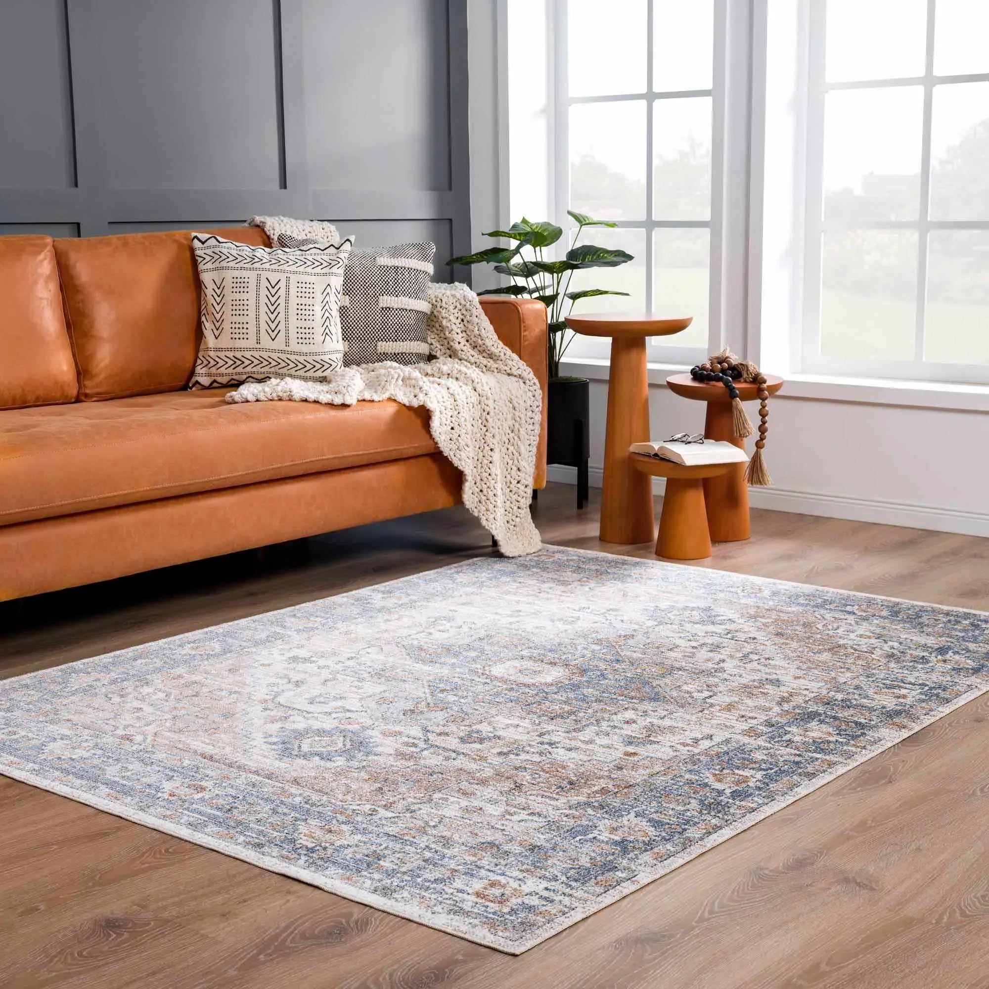 Ezri Cream Washable Area Rug - The Mayfair Hall