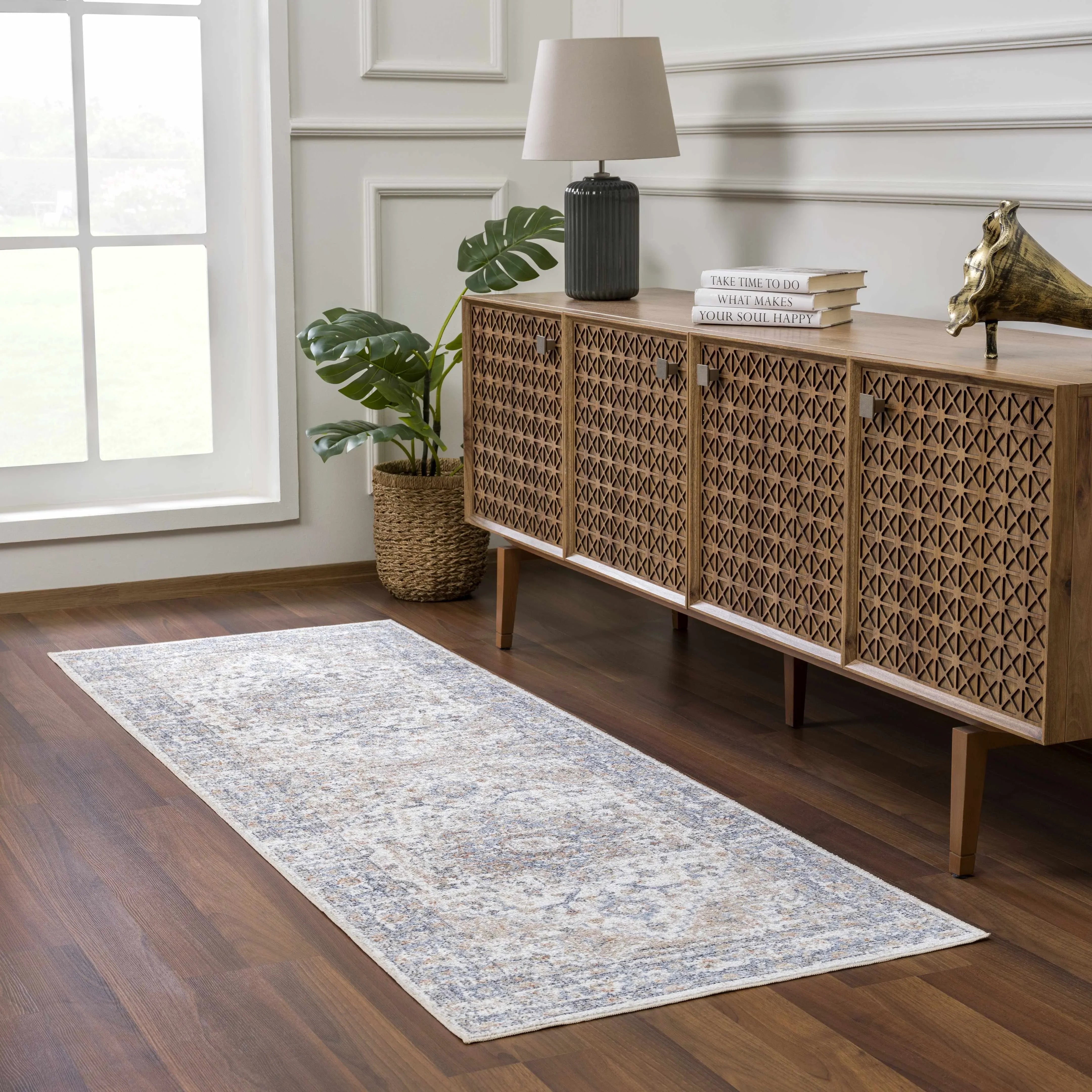 Ezri Cream Washable Area Rug - The Mayfair Hall