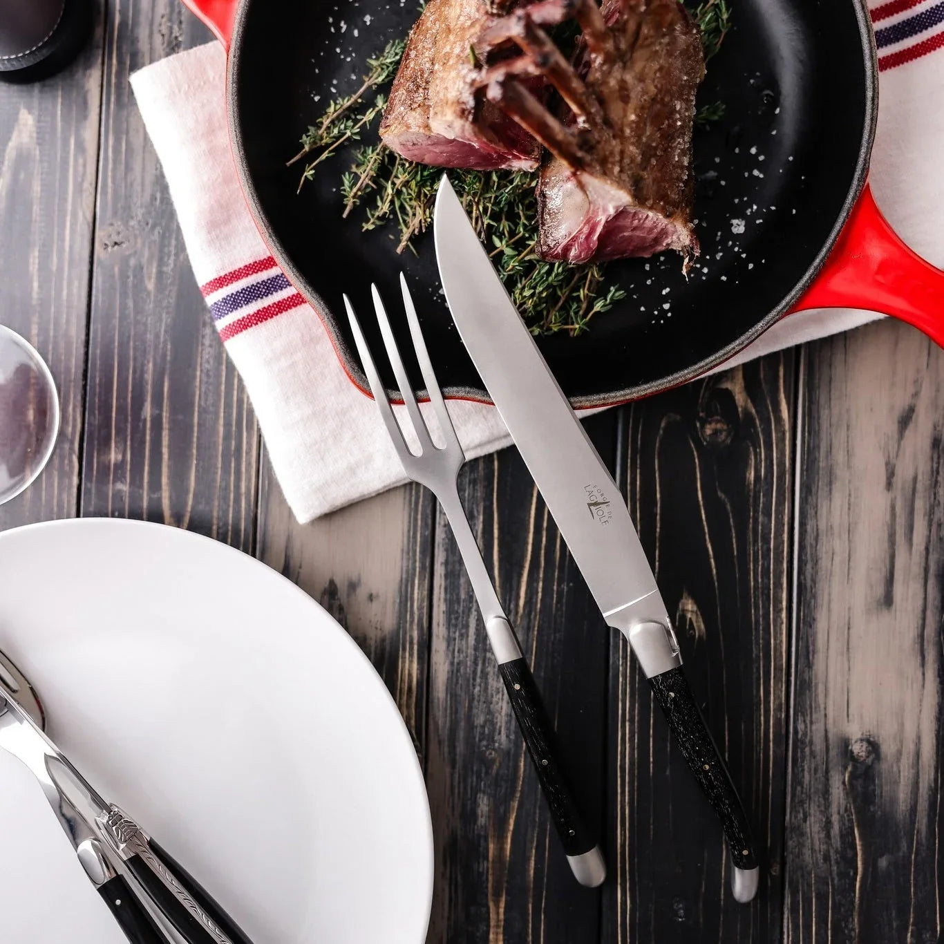 Laguiole Carving Set Ebony Handle Satin Finish - The Mayfair Hall