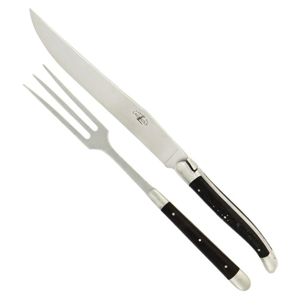 Laguiole Carving Set Ebony Handle Satin Finish - The Mayfair Hall