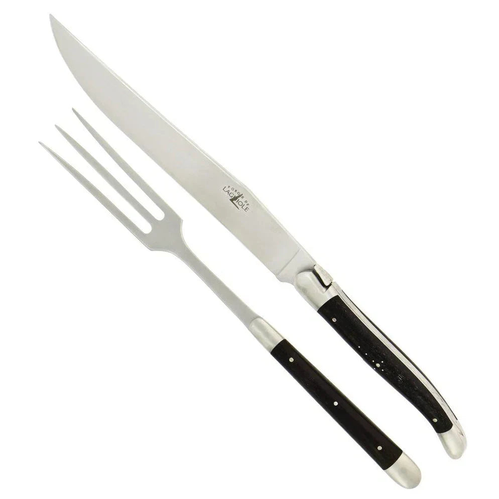 Laguiole Carving Set Ebony Handle Satin Finish - The Mayfair Hall