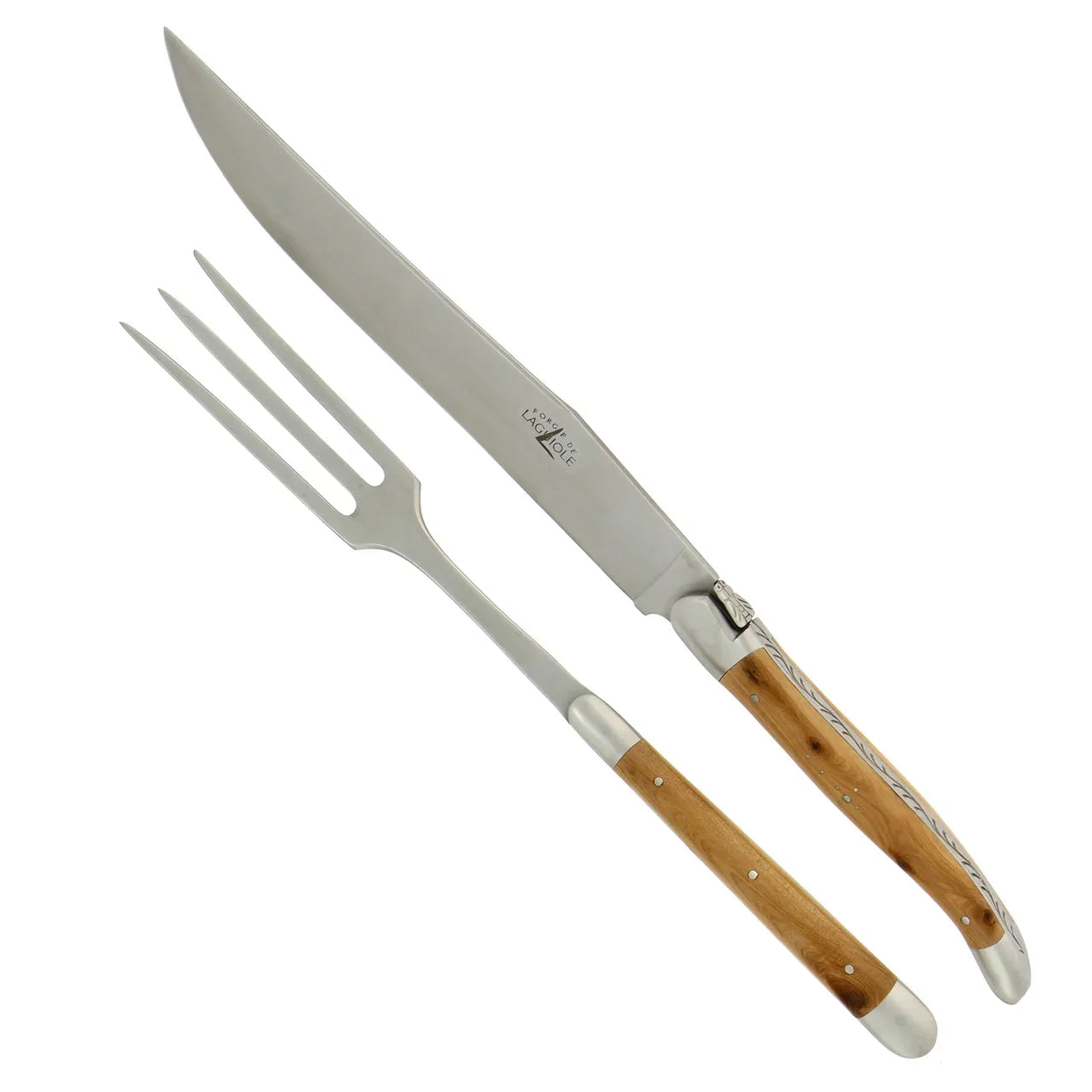 Laguiole Carving Set Juniper Handle Satin Finish - The Mayfair Hall