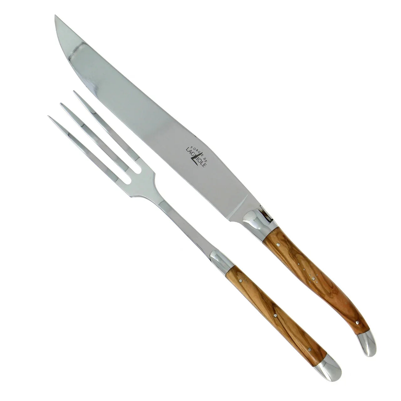 Laguiole Carving Set Olive Wood Handle Shiny Finish - The Mayfair Hall