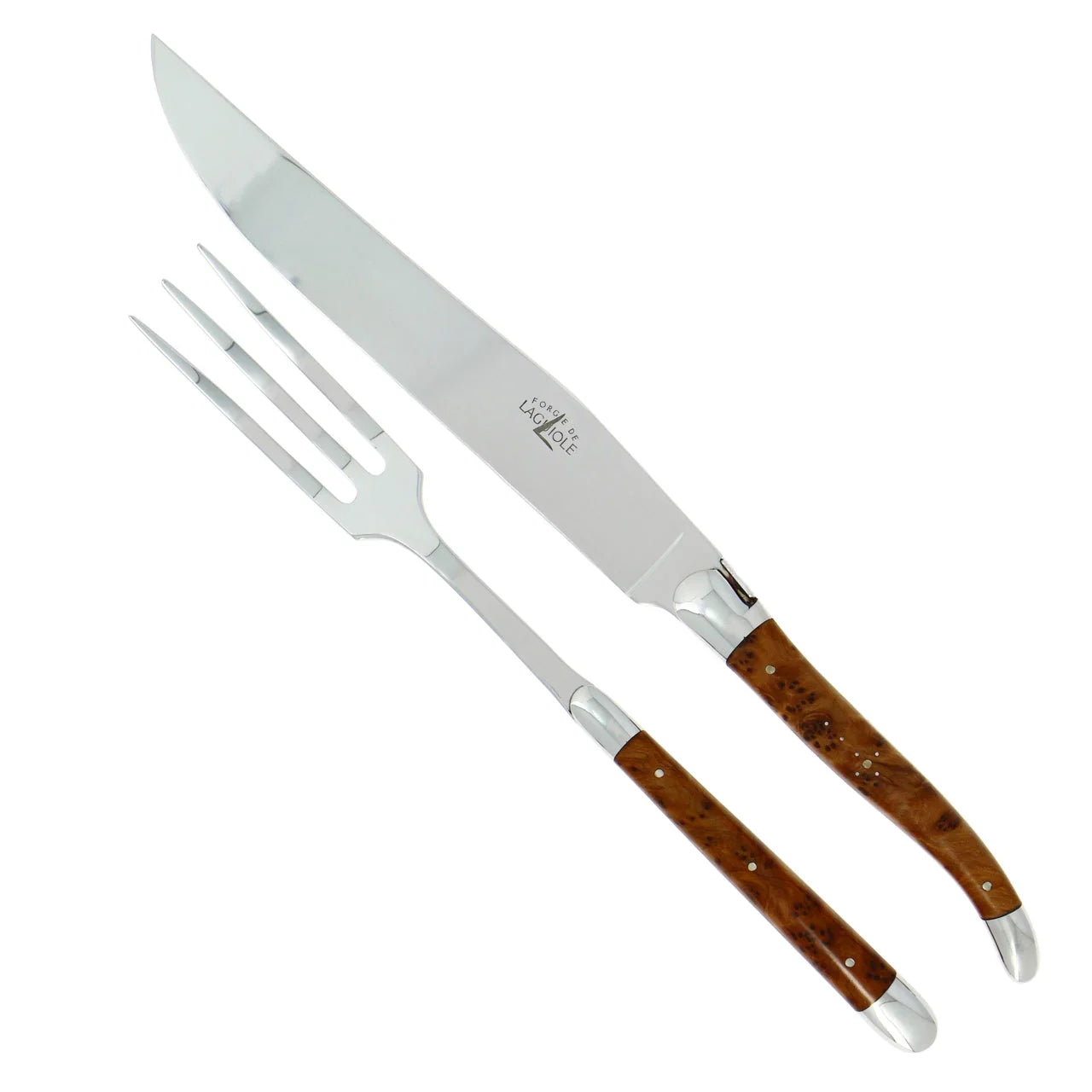 Laguiole Carving Set Thuya Burl Handle Shiny Finish - The Mayfair Hall