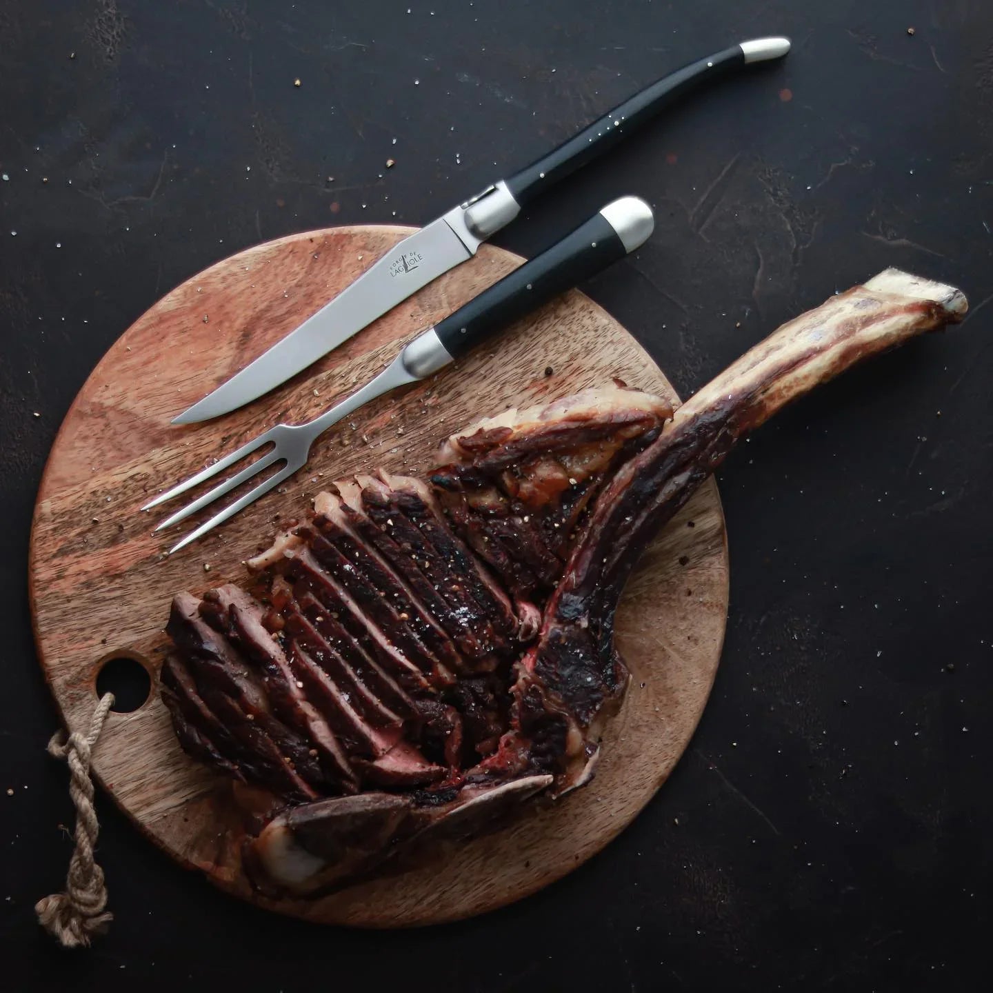 Laguiole XL Carving Set Ebony Handle Satin Finish - The Mayfair Hall