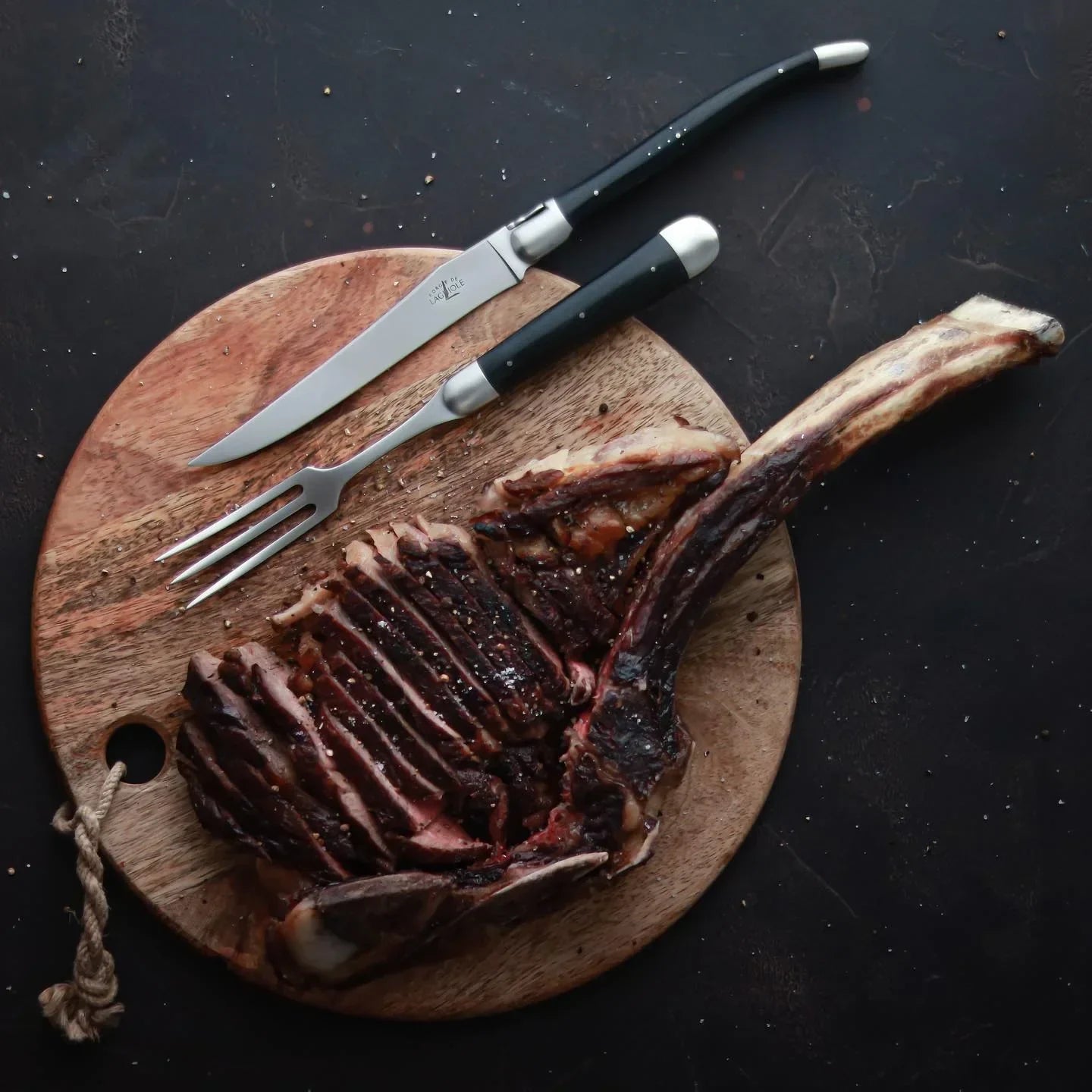 Laguiole XL Carving Set Ebony Handle Satin Finish - The Mayfair Hall