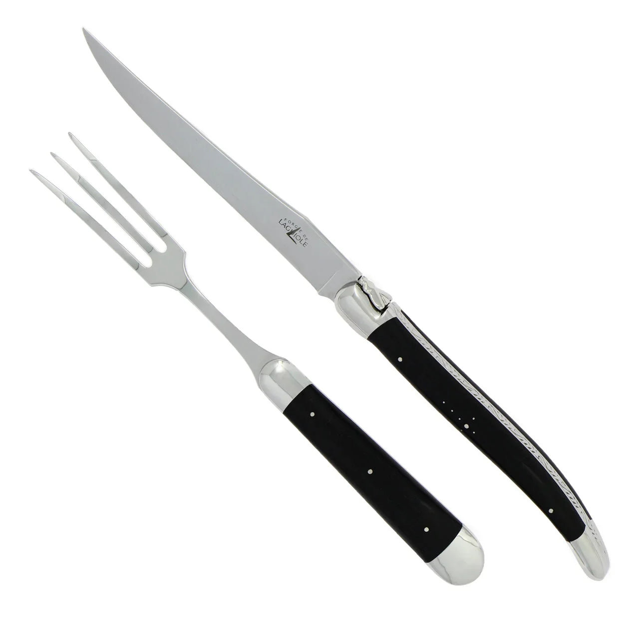 Laguiole XL Carving Set Ebony Handle Shiny Finish - The Mayfair Hall